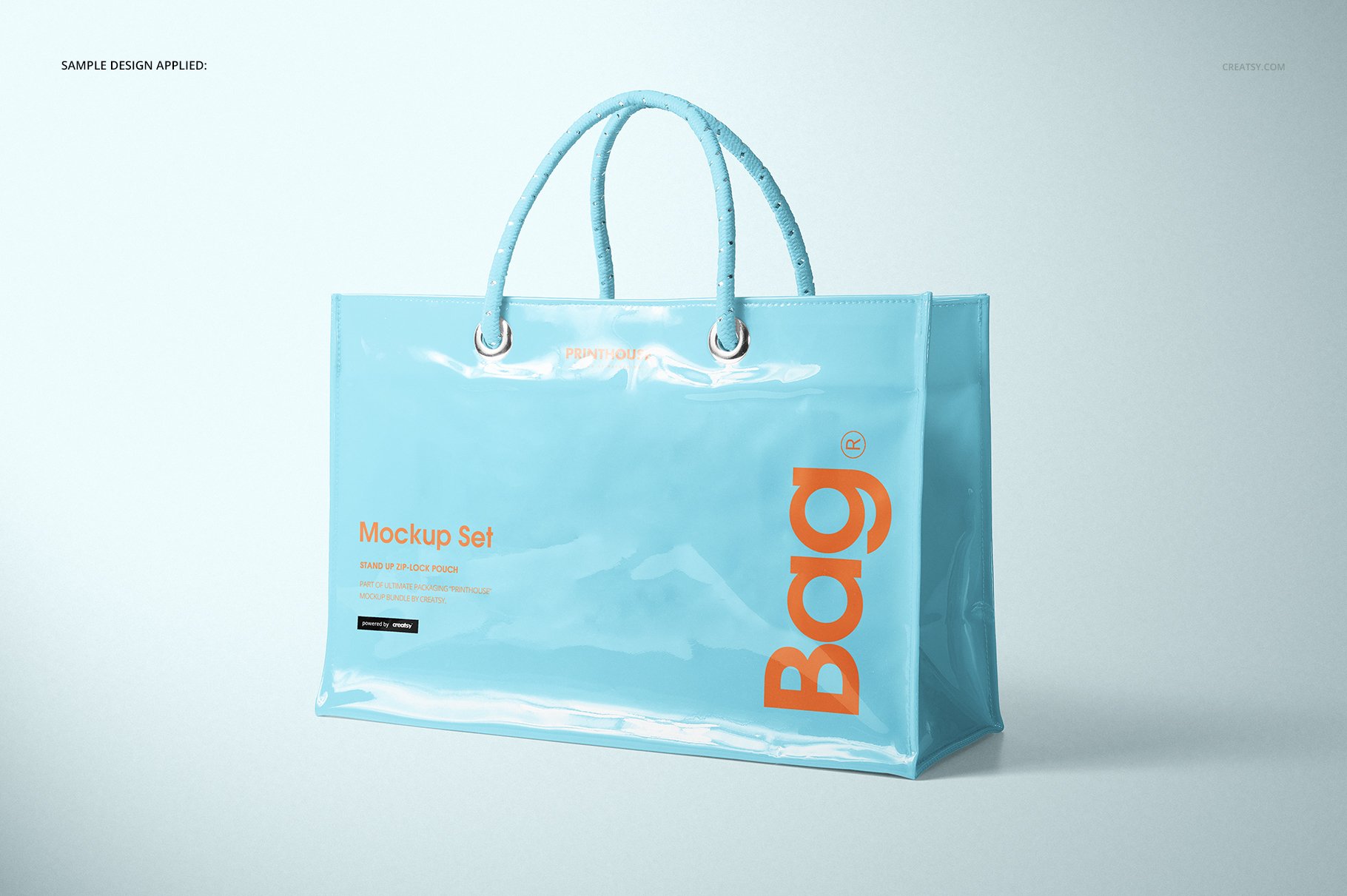 PVC环保购物手提袋设计展示贴图样机套装 Vinyl PVC Reusable Tote Bag Mockups_img_2