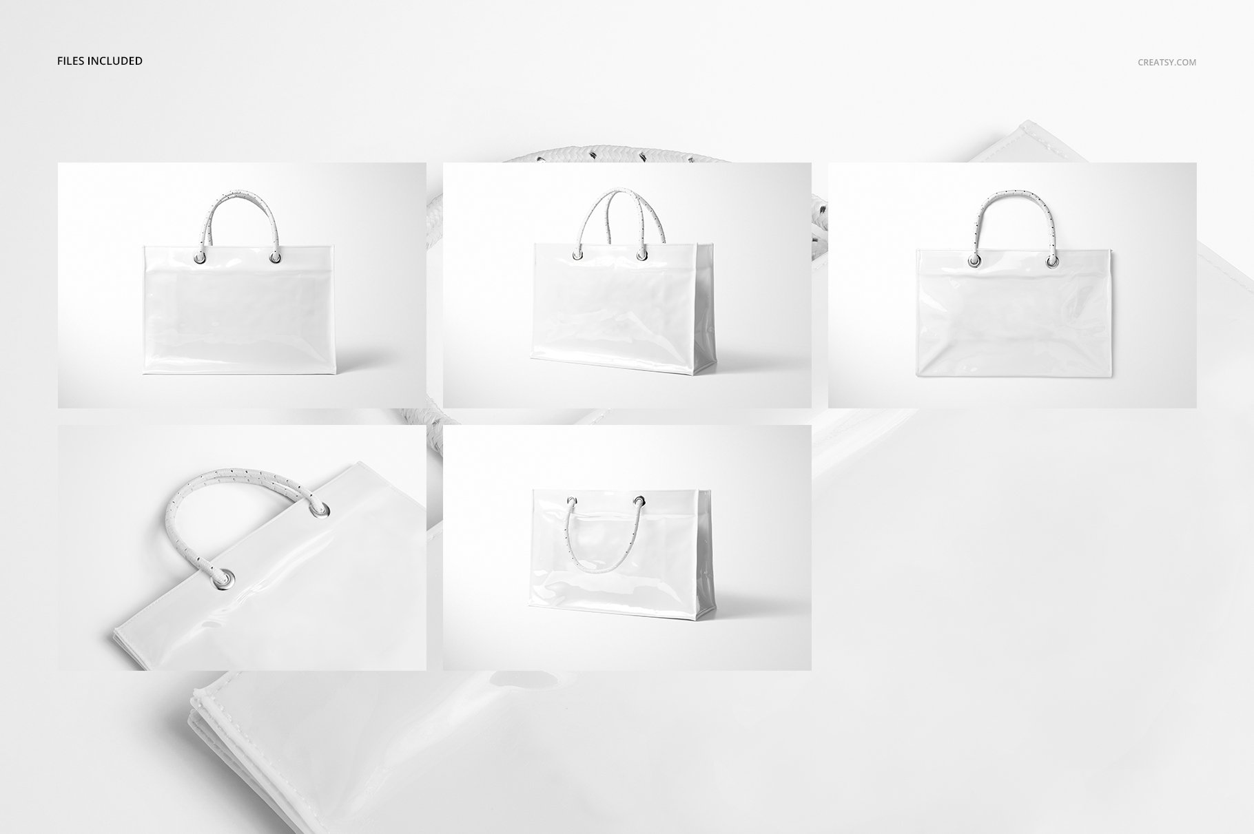 PVC环保购物手提袋设计展示贴图样机套装 Vinyl PVC Reusable Tote Bag Mockups_img_2