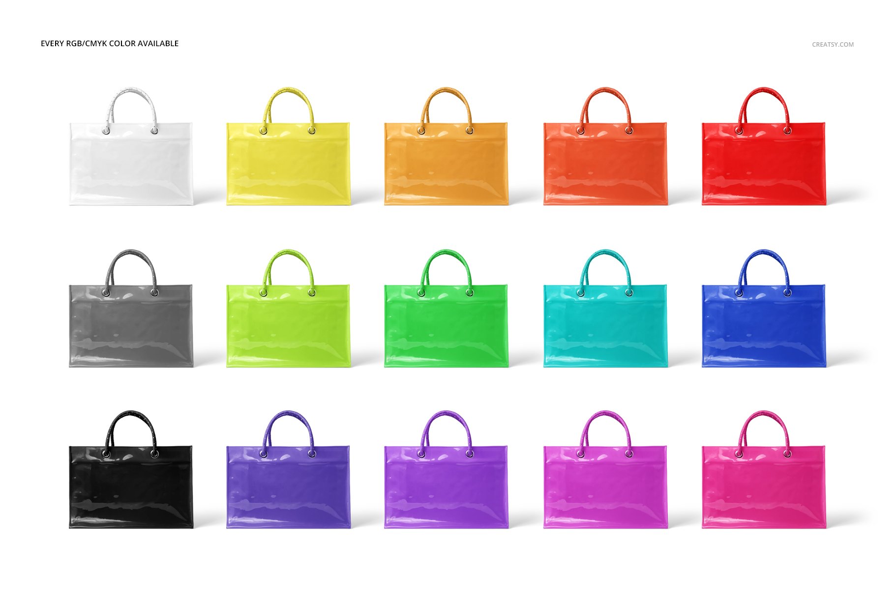 PVC环保购物手提袋设计展示贴图样机套装 Vinyl PVC Reusable Tote Bag Mockups_img_2