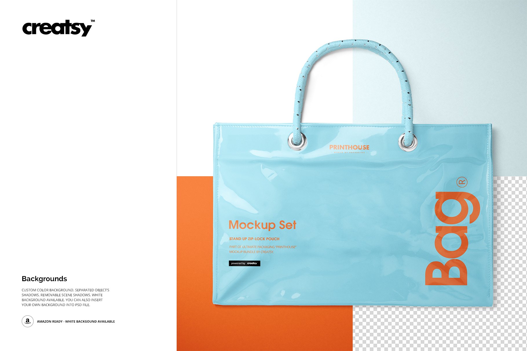 PVC环保购物手提袋设计展示贴图样机套装 Vinyl PVC Reusable Tote Bag Mockups_img_2