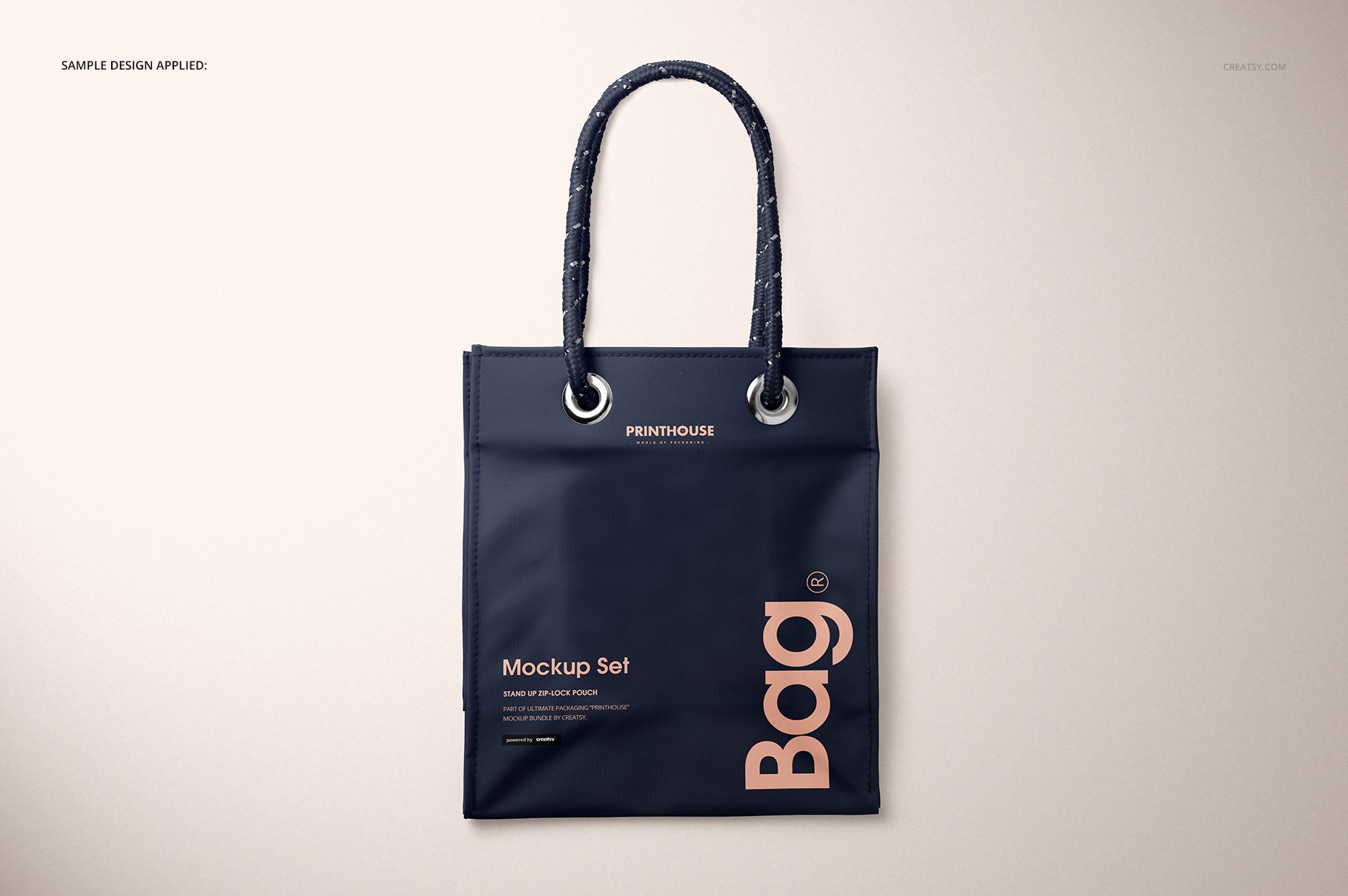 亚光PVC购物手提袋设计展示贴图样机模板 Matte PVC Reusable Tote Bag Mockups_img_2