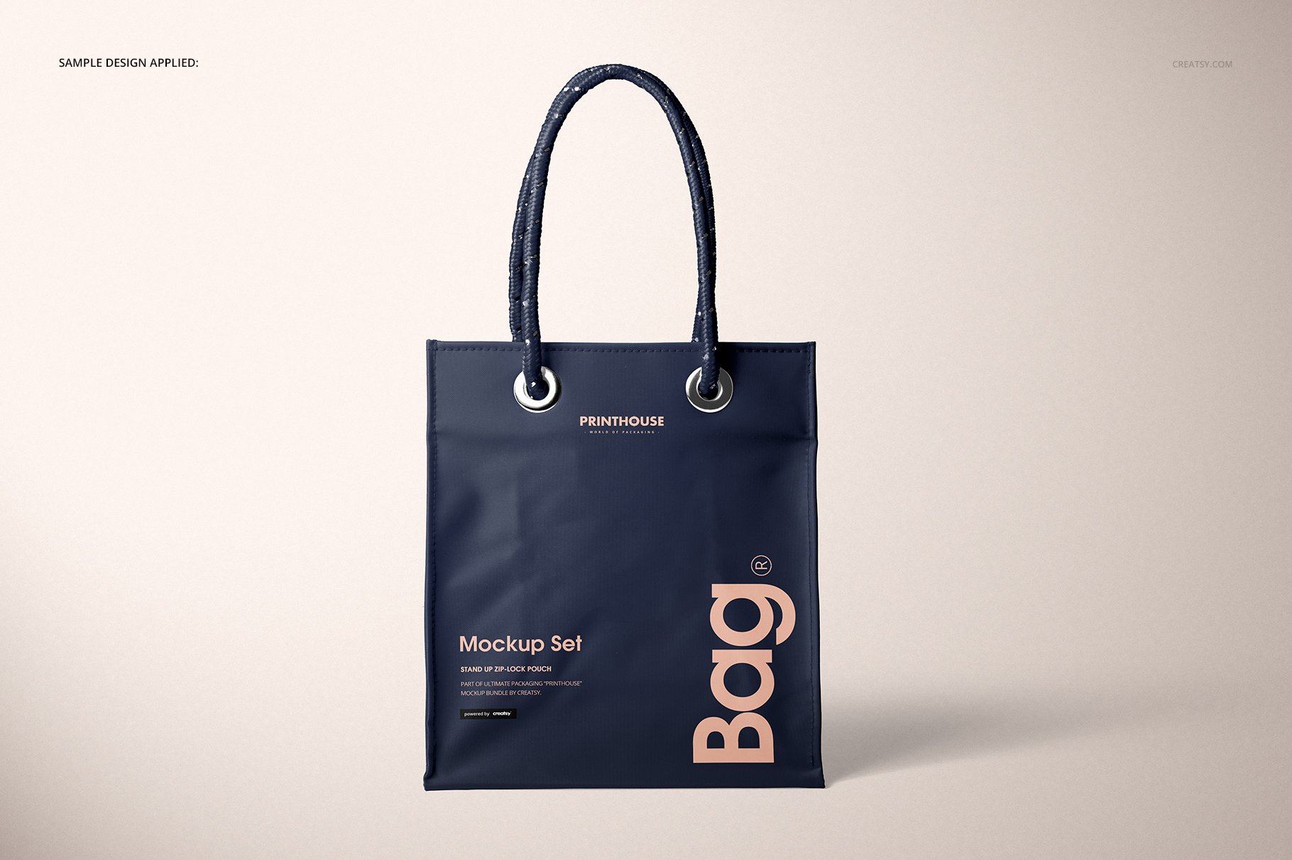 亚光PVC购物手提袋设计展示贴图样机模板 Matte PVC Reusable Tote Bag Mockups_img_2