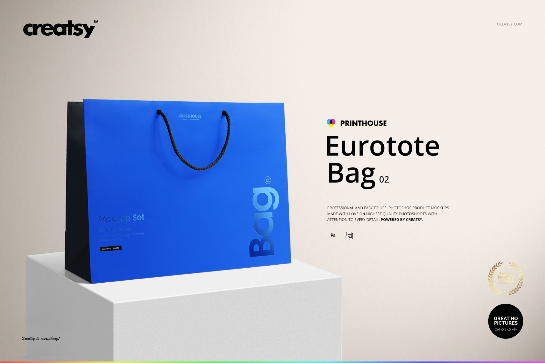 时尚烫印效果购物手提纸袋设计贴图样机套装 Eurotote Bag Mockup Set 2_img_2