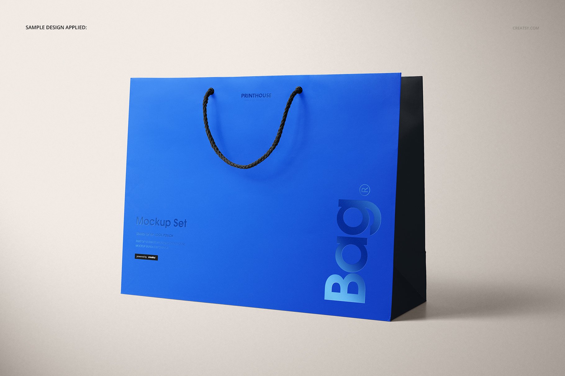 时尚烫印效果购物手提纸袋设计贴图样机套装 Eurotote Bag Mockup Set 2_img_2