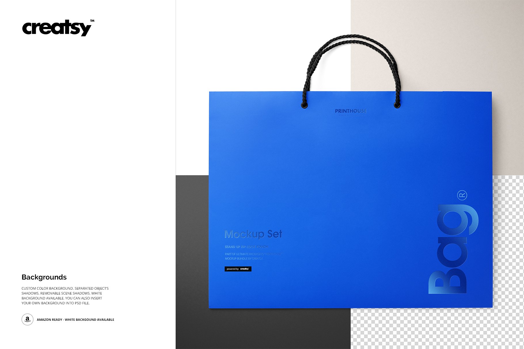 时尚烫印效果购物手提纸袋设计贴图样机套装 Eurotote Bag Mockup Set 2_img_2