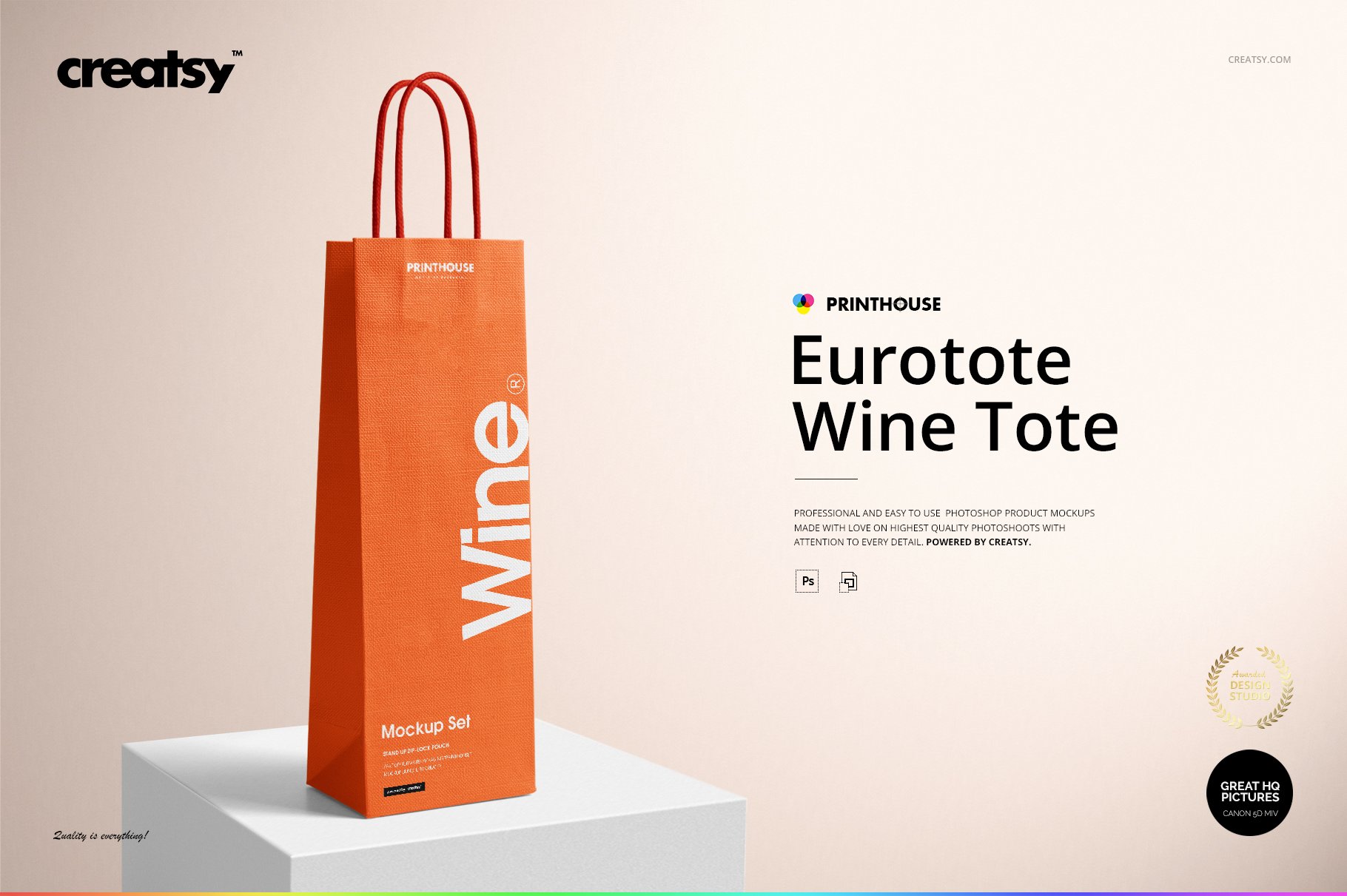 精美葡萄酒手提袋设计展示贴图样机套装 Eurotote Wine Tote Bag Mockup Set_img_2