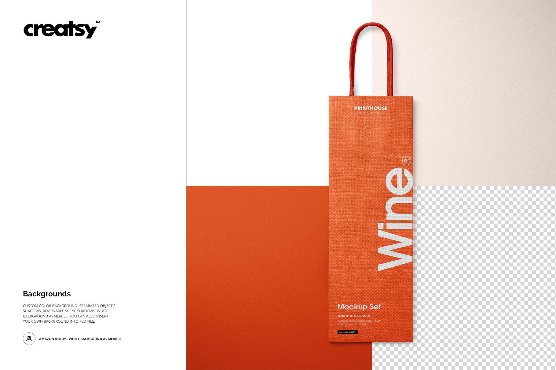 精美葡萄酒手提袋设计展示贴图样机套装 Eurotote Wine Tote Bag Mockup Set_img_2