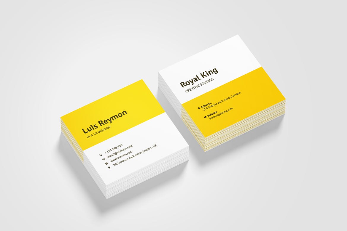 8款方形商务名片卡片设计展示样机模板 Square Business Card Mockup_img_2