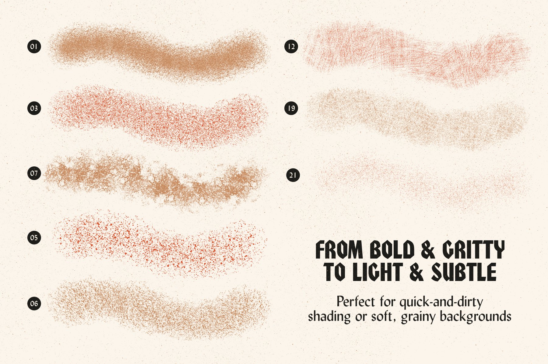 38款粗糙颗粒点状着色画笔PS笔刷素材 Grain Shader Brush Set For Photoshop_img_2