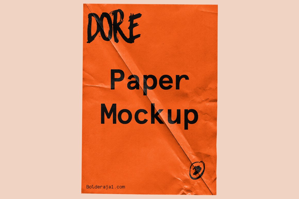 潮流做旧褶皱撕纸效果海报传单设计贴图展示PSD样机 Dore – Wrinkle Paper Mockup_img_2