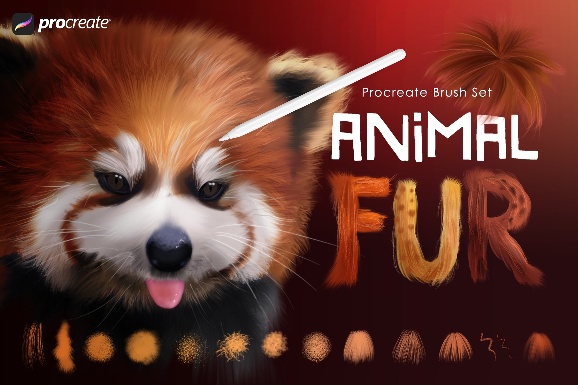 32款动物毛发效果Procreate笔刷 Animal Fur Procreate Brushes_img_2