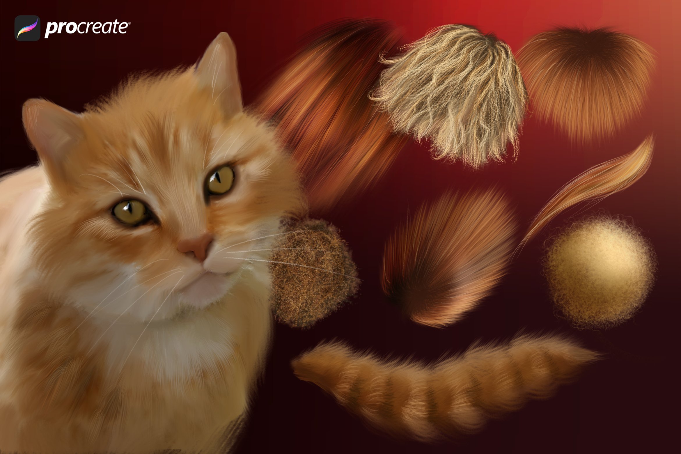 32款动物毛发效果Procreate笔刷 Animal Fur Procreate Brushes_img_2