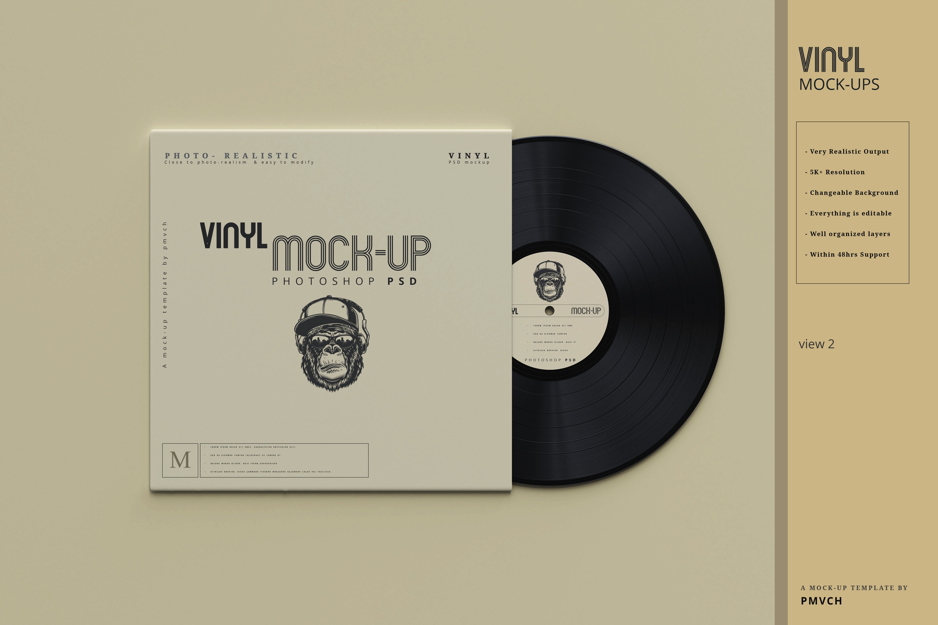 复古逼真黑胶唱片包装纸袋设计贴图样机模板 Vinyl Mockups_img_2