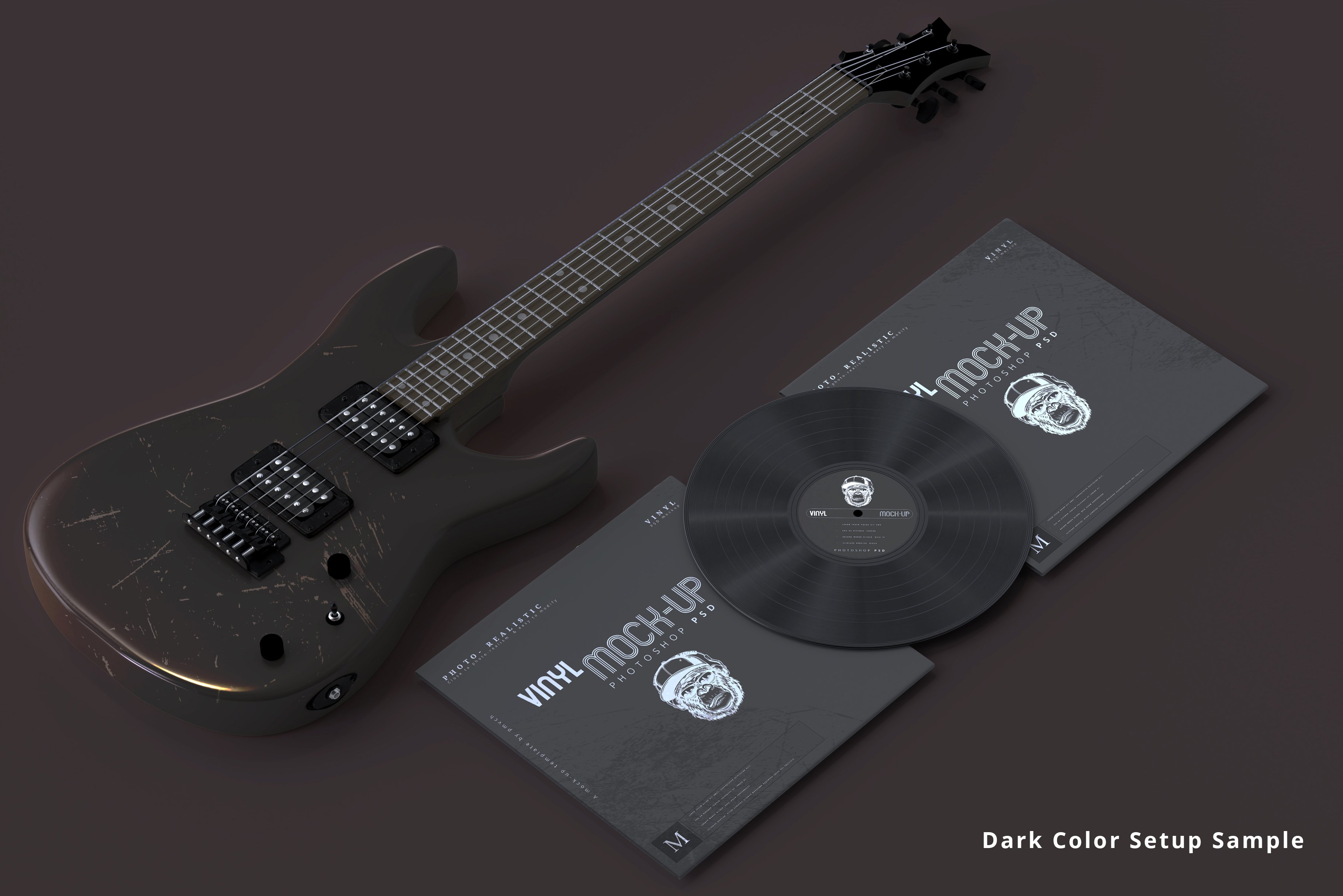 复古逼真黑胶唱片包装纸袋设计贴图样机模板 Vinyl Mockups_img_2