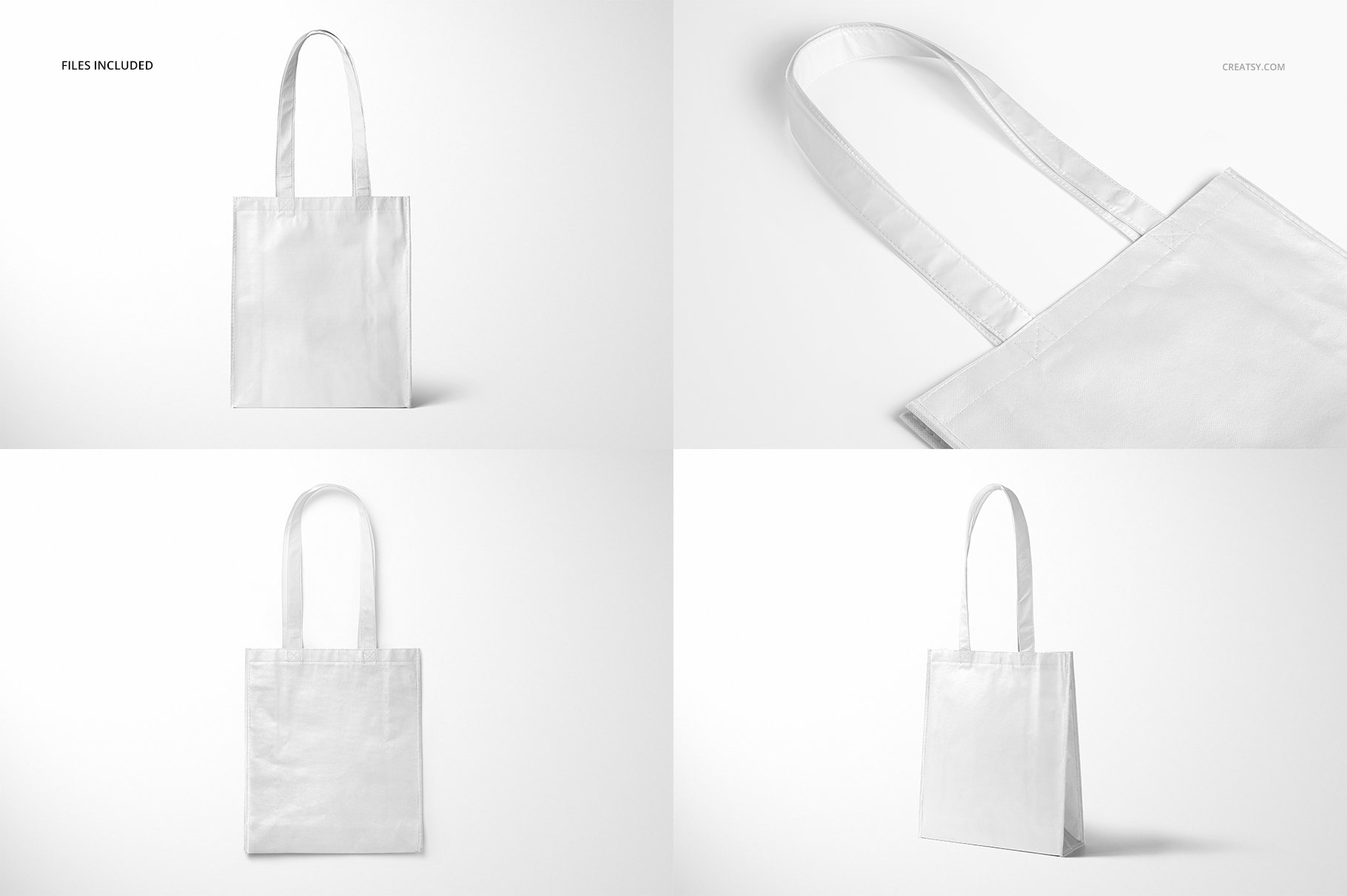 层压光面无纺布购物手提袋设计展示贴图样机模板 Laminated Non-Woven Bag Mockups 2_img_2