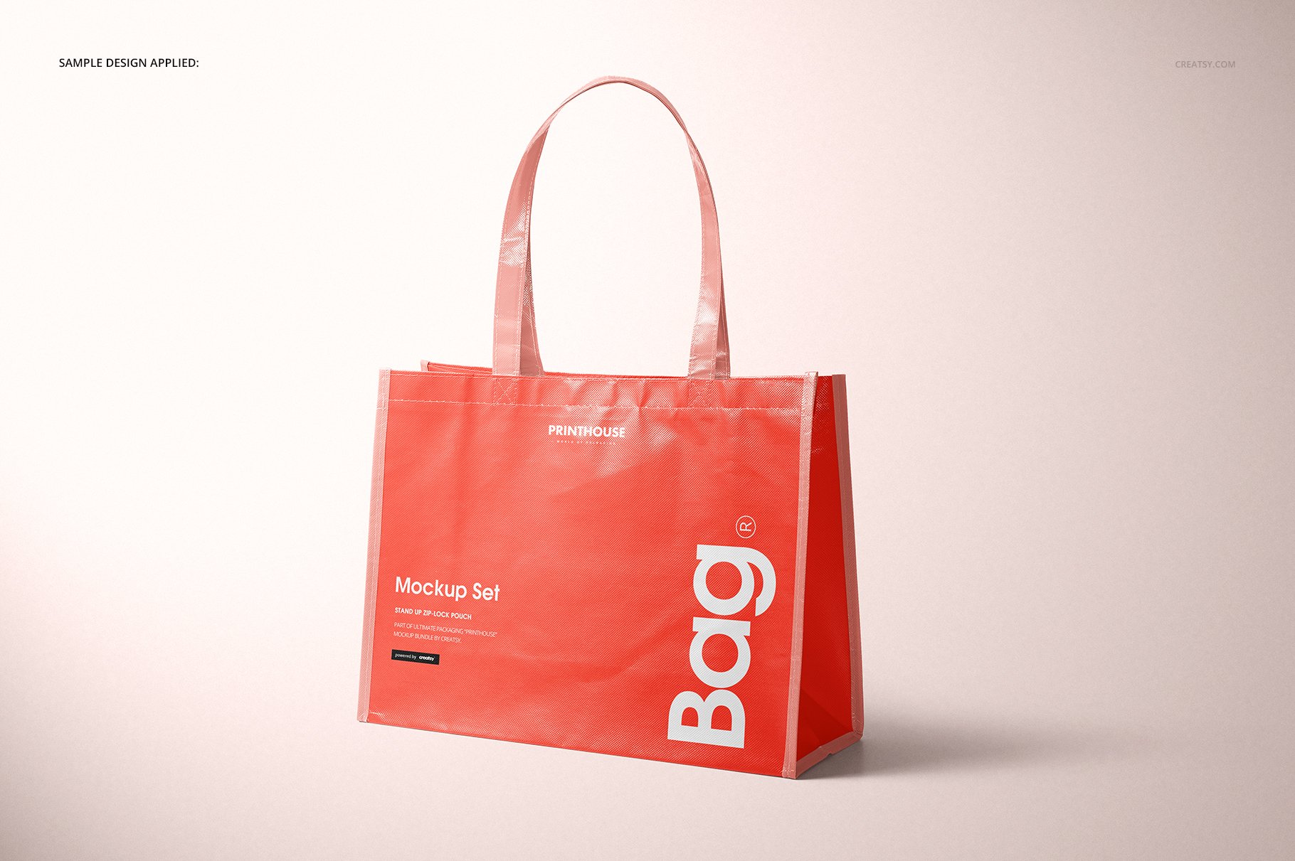 层压光面无纺布购物手提袋设计贴图样机模板套装 Laminated Non-Woven Tote Bag Mockups_img_2