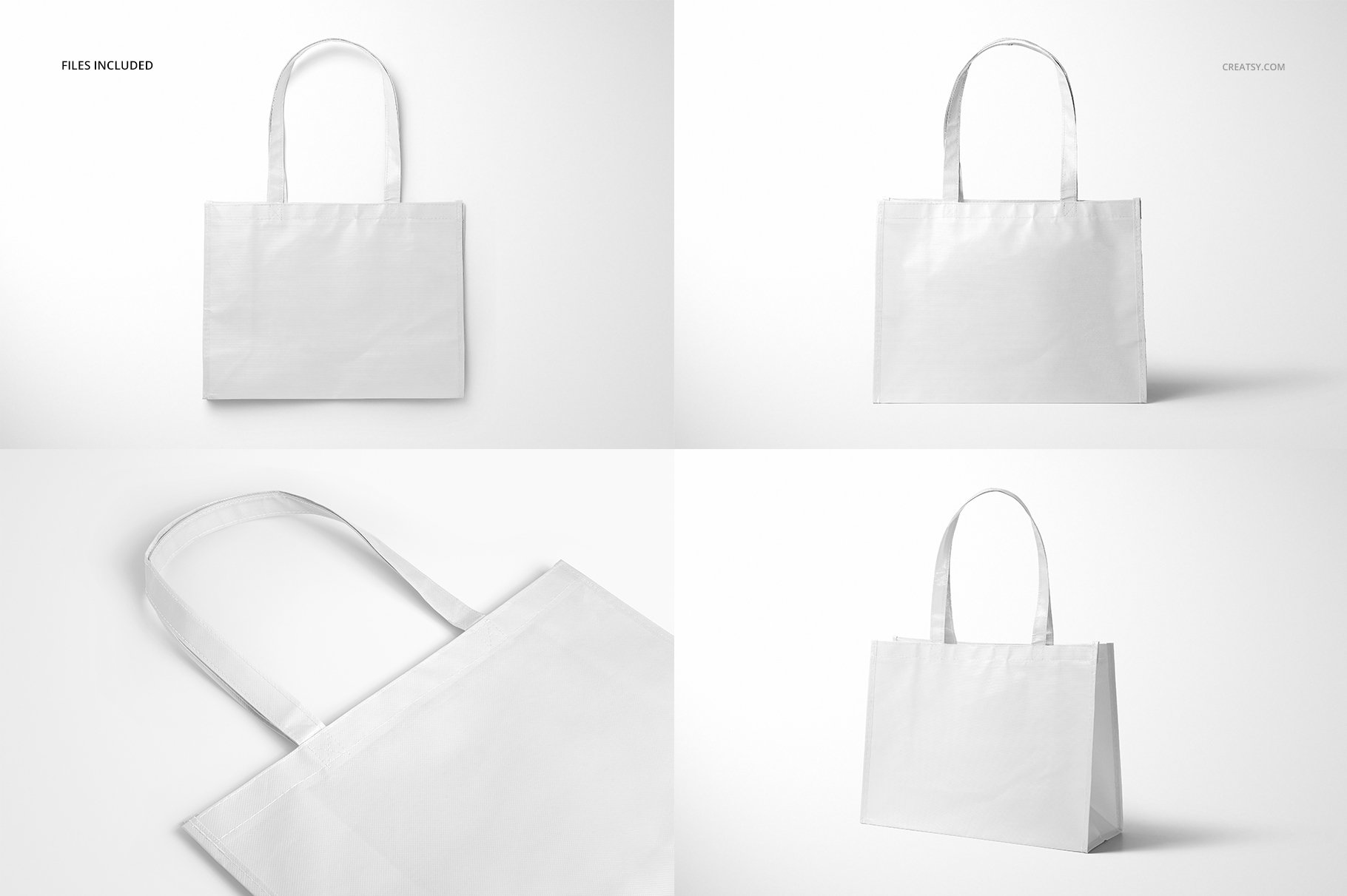 层压光面无纺布购物手提袋设计贴图样机模板套装 Laminated Non-Woven Tote Bag Mockups_img_2