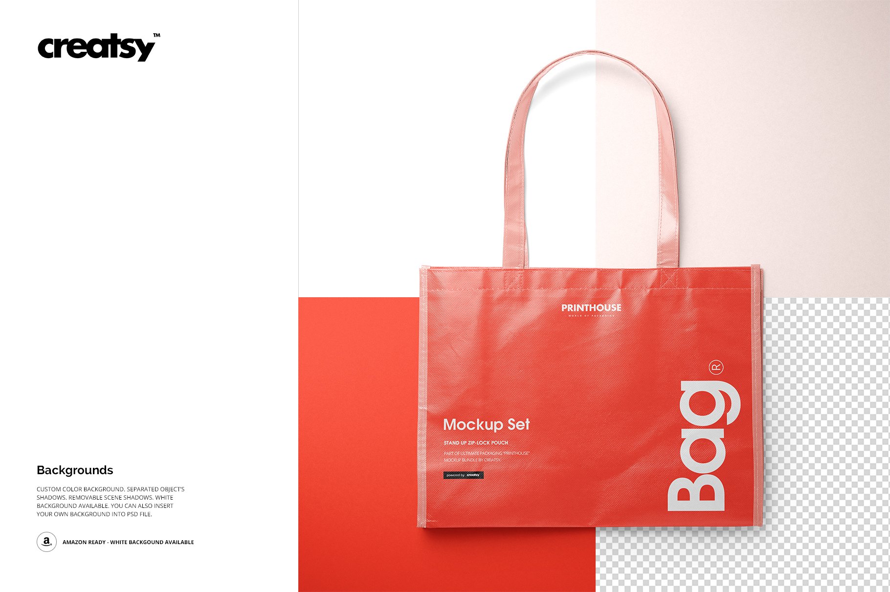 层压光面无纺布购物手提袋设计贴图样机模板套装 Laminated Non-Woven Tote Bag Mockups_img_2