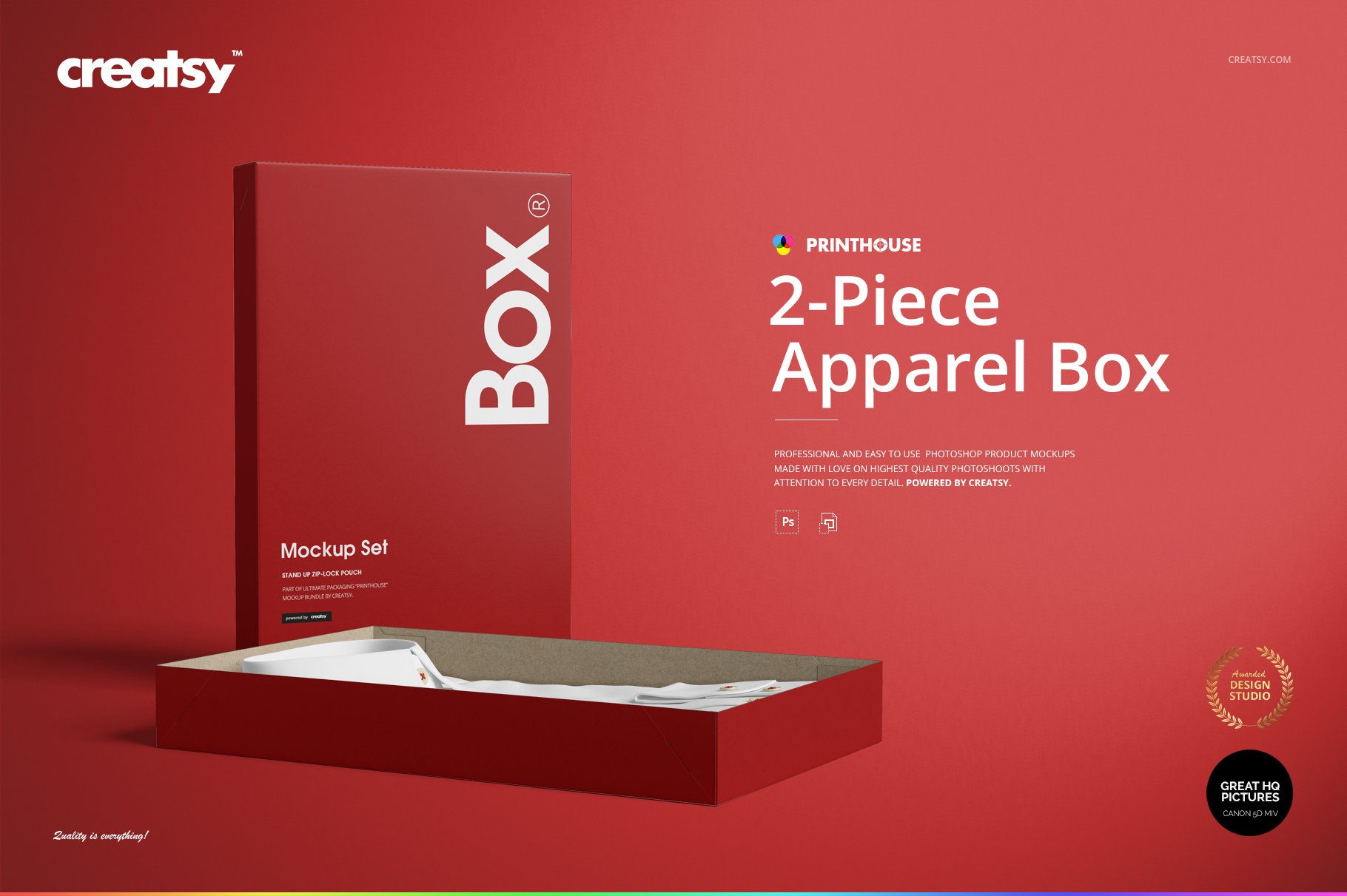 现代时尚服装纸盒设计展示贴图样机模板合集 2-Piece Apparel Box Mockup Set_img_2