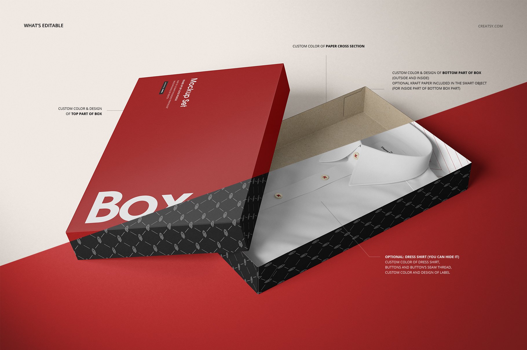 现代时尚服装纸盒设计展示贴图样机模板合集 2-Piece Apparel Box Mockup Set_img_2