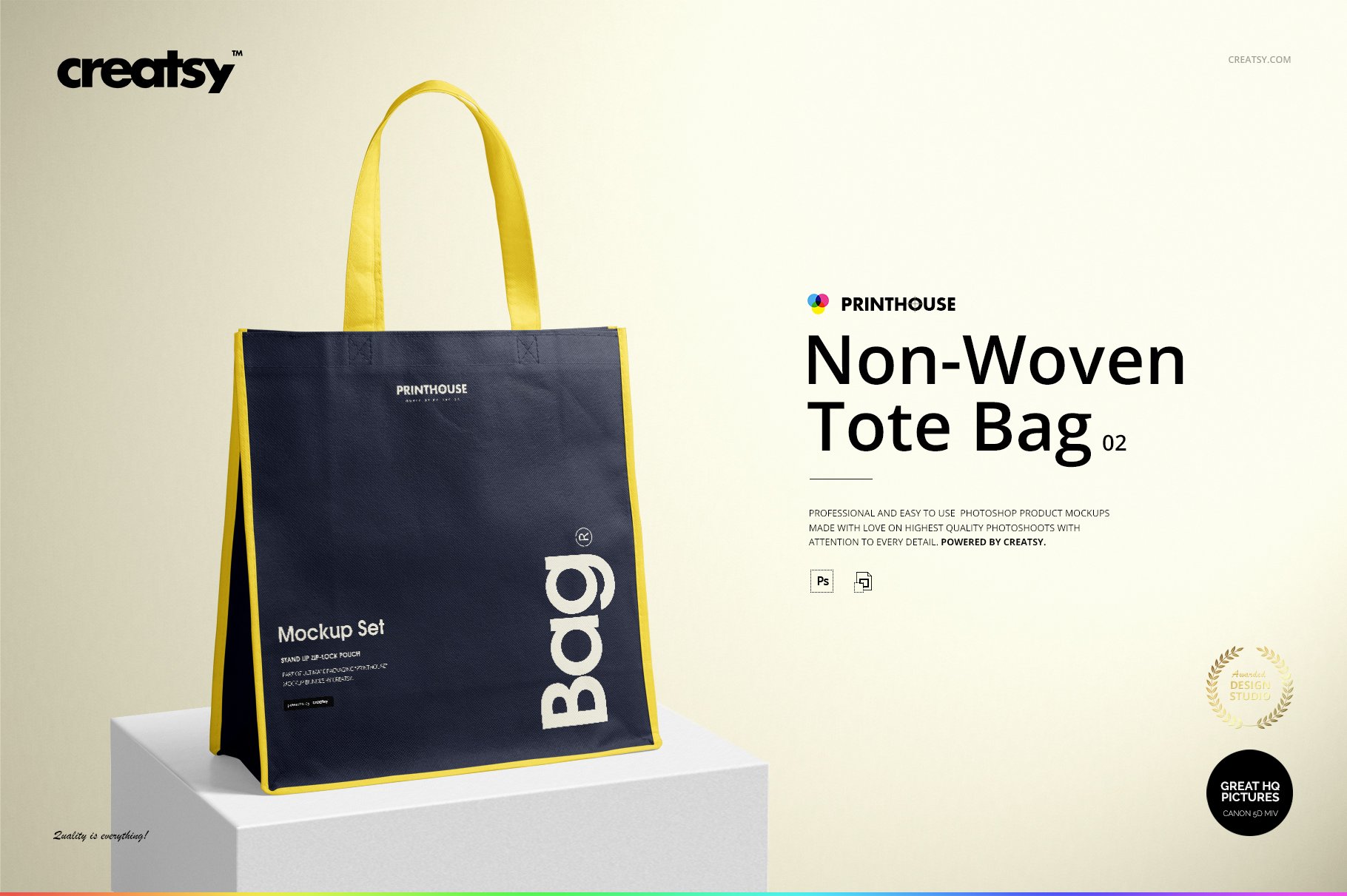 无纺布手提购物布袋设计展示贴图样机套装 Non-Woven Tote Bag Mockup Set 2_img_2