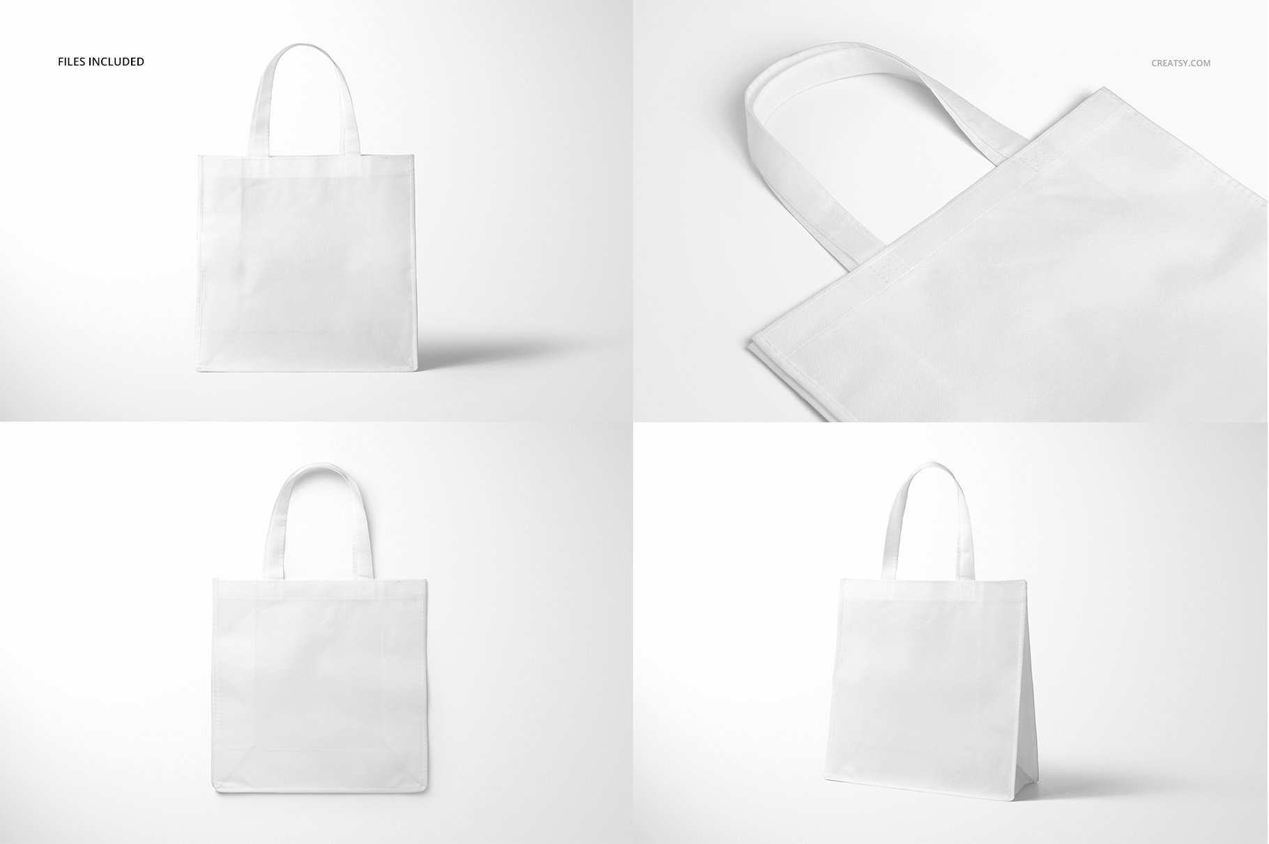 无纺布手提购物布袋设计展示贴图样机套装 Non-Woven Tote Bag Mockup Set 2_img_2