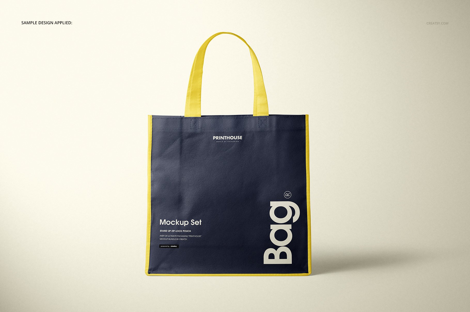 无纺布手提购物布袋设计展示贴图样机套装 Non-Woven Tote Bag Mockup Set 2_img_2