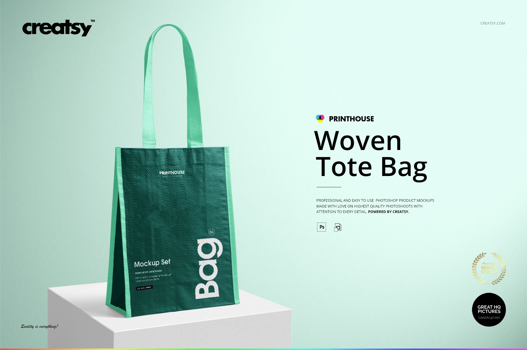 时尚编织手提购物袋设计展示贴图样机模板合集 Woven Tote Bag Mockup Set_img_2