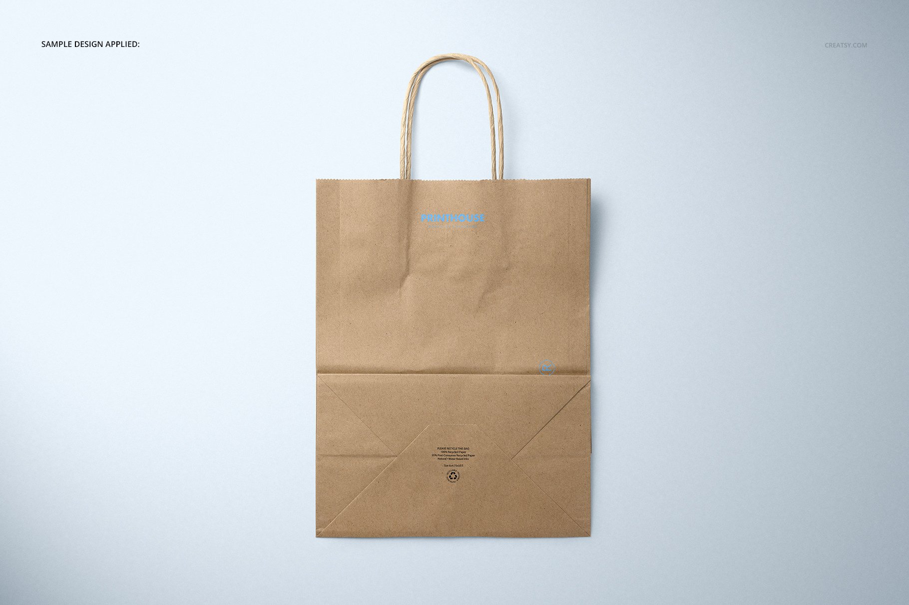 极简牛皮纸购物手提纸袋设计贴图样机模板 Natural Kraft Shopping Bag Mockup 3_img_2