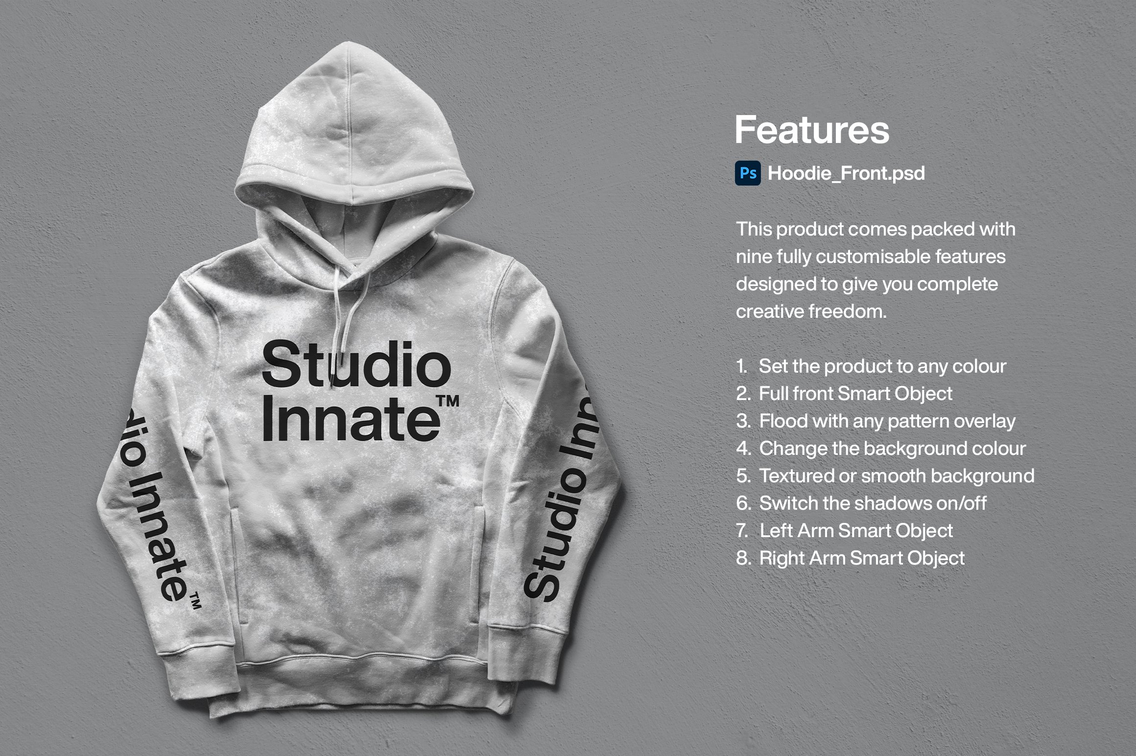 连衣帽卫衣正面印花图案设计展示贴图样机模板 Hoodie Front Mockup_img_2