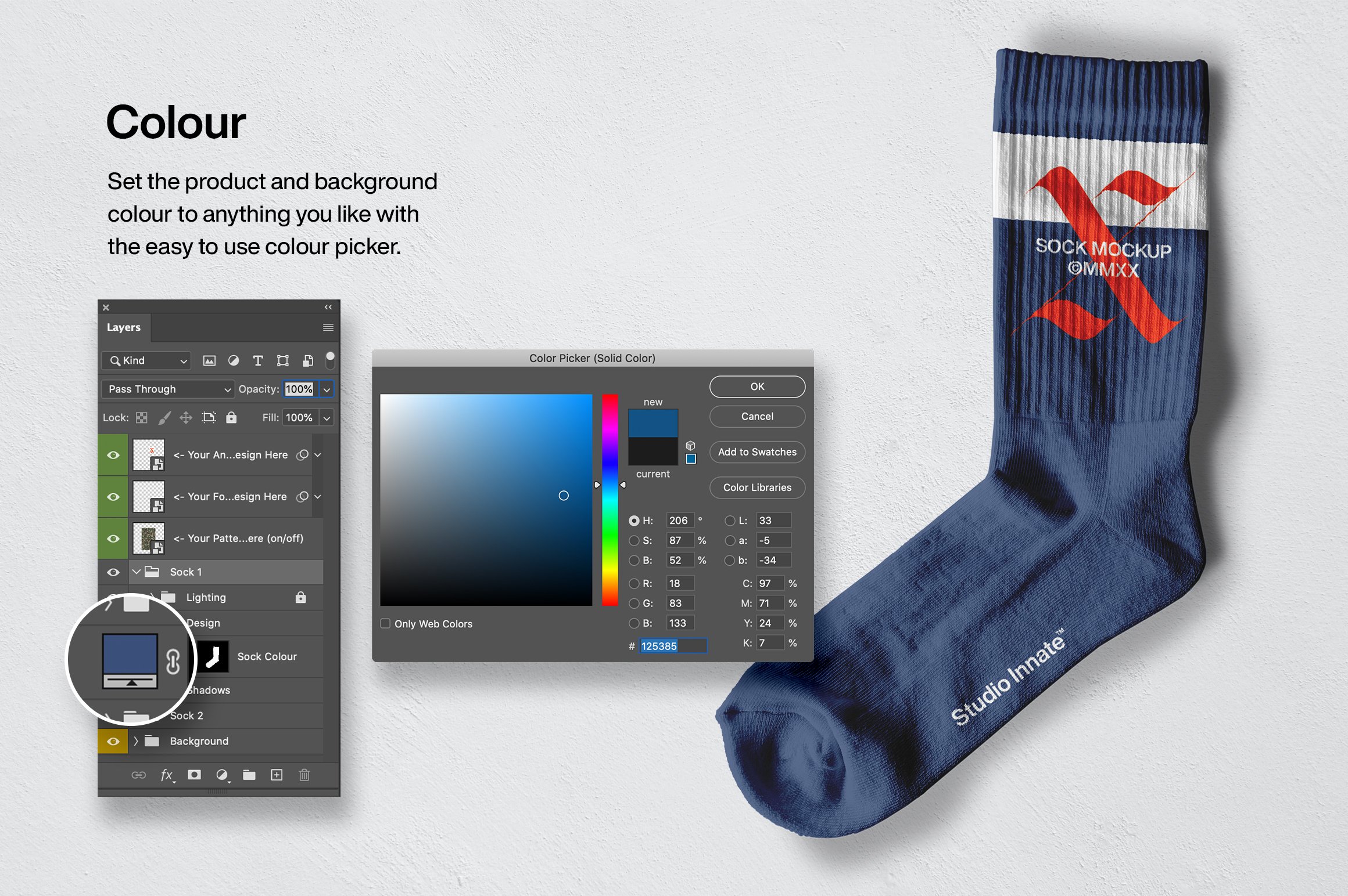 简约运动长筒袜子印花图案设计展示贴图样机 Sports Socks Mockup_img_2