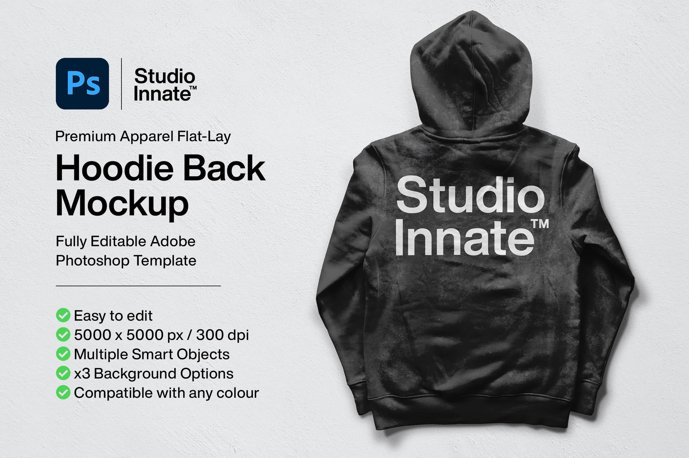 时尚连衣帽卫衣背面设计展示贴图样机模板素材 Hoodie Back Mockup_img_2