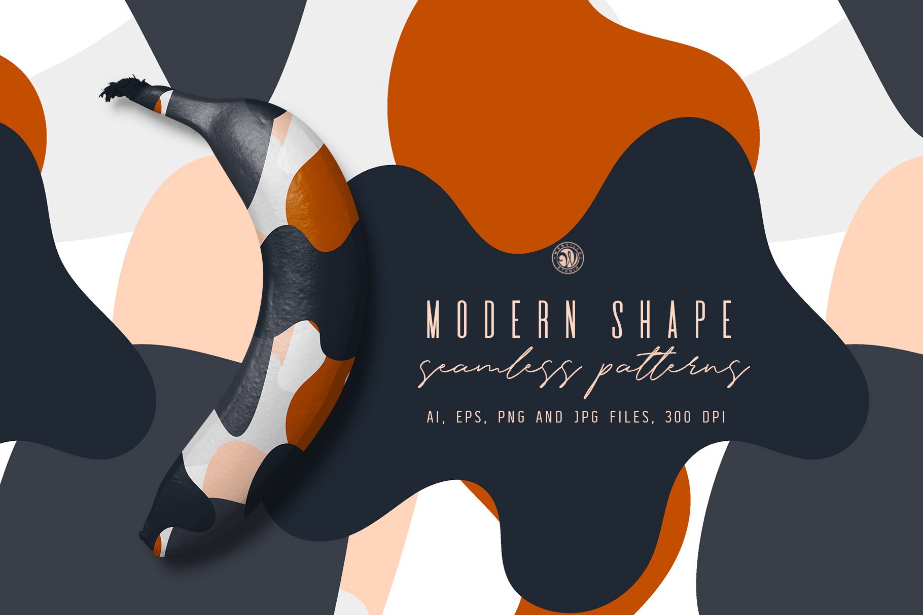 16款潮流抽象多彩飞溅无缝矢量图案设计素材合集 Modern Shape Patterns_img_2