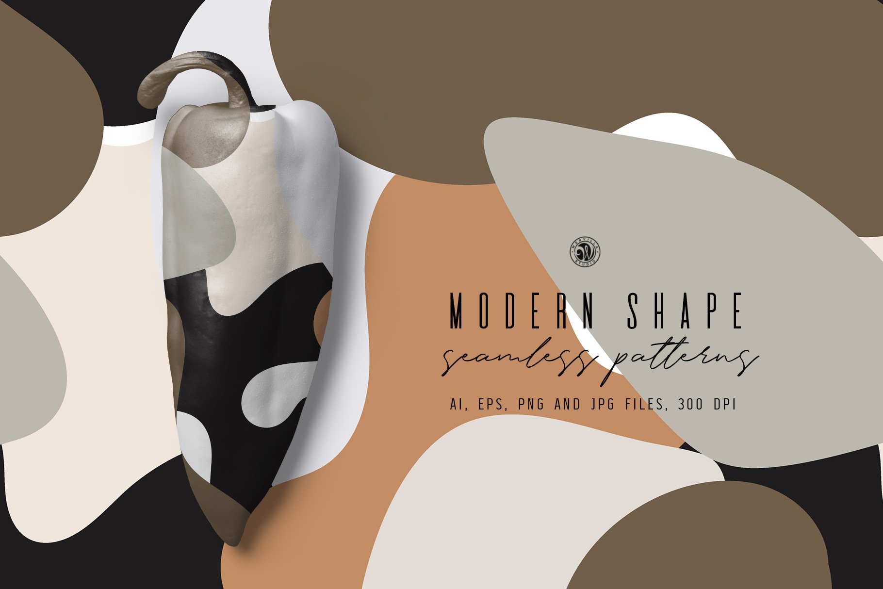 16款潮流抽象多彩飞溅无缝矢量图案设计素材合集 Modern Shape Patterns_img_2