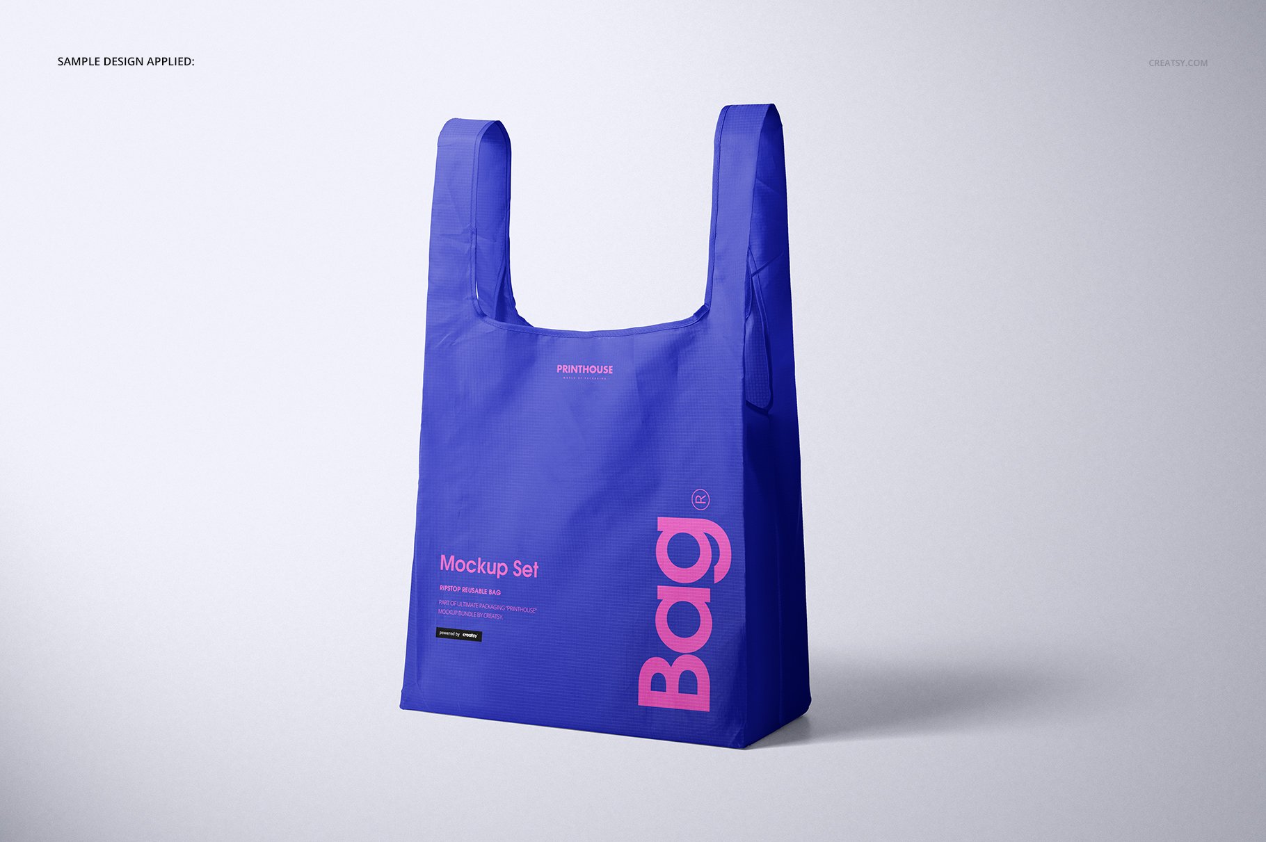 尼龙环保购物手提袋设计展示贴图样机PS素材合集 Ripstop Reusable Bag Mockup Set_img_2