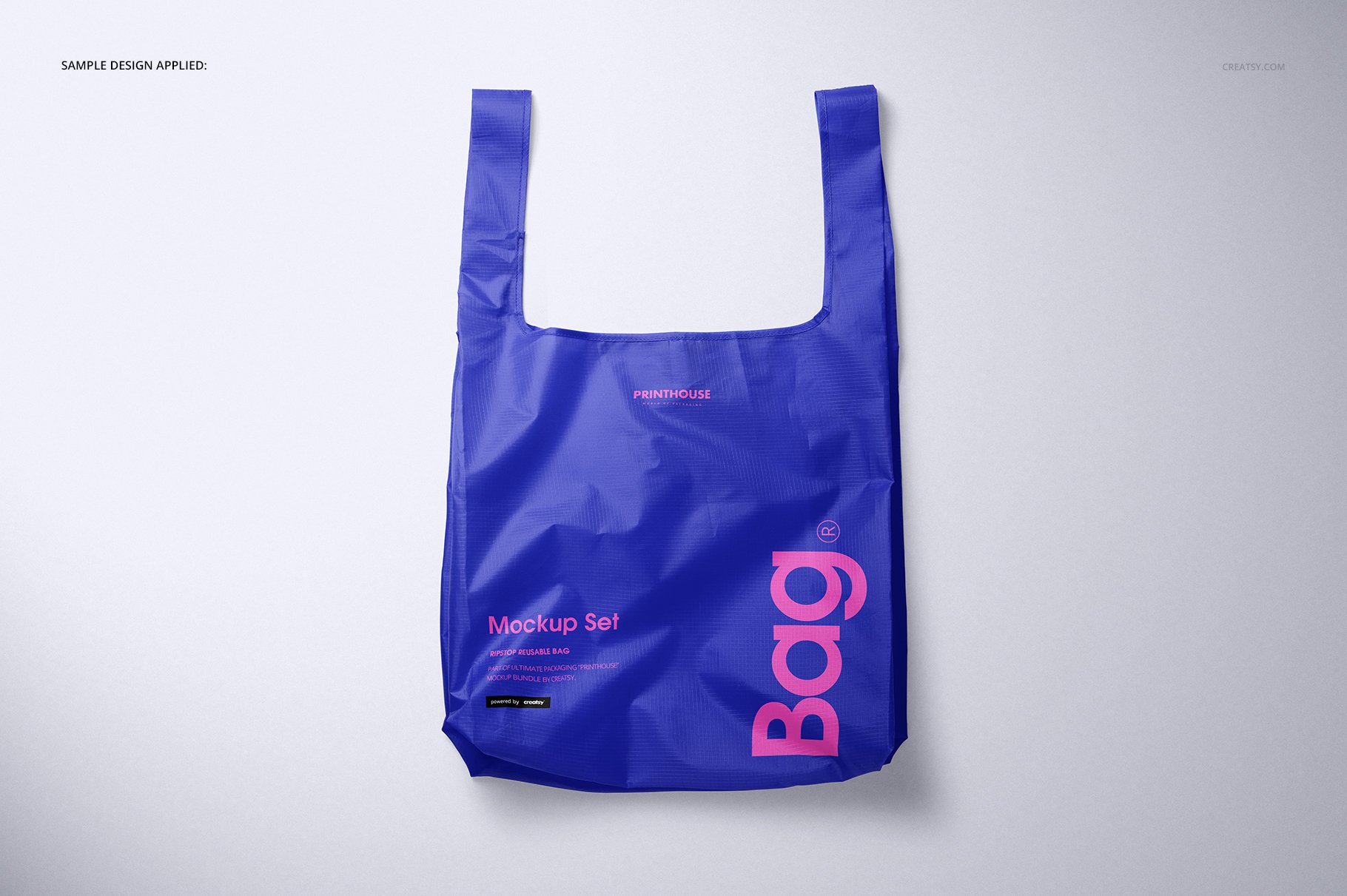 尼龙环保购物手提袋设计展示贴图样机PS素材合集 Ripstop Reusable Bag Mockup Set_img_2