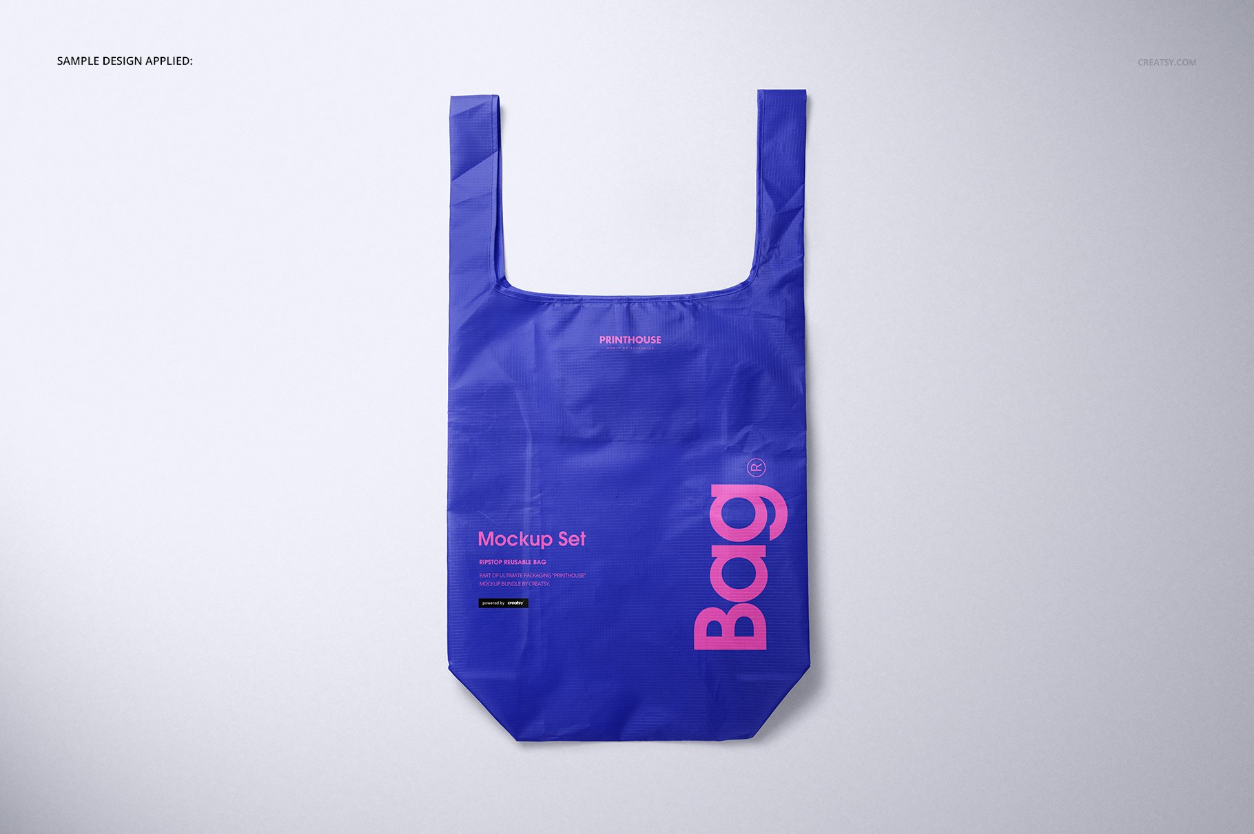 尼龙环保购物手提袋设计展示贴图样机PS素材合集 Ripstop Reusable Bag Mockup Set_img_2