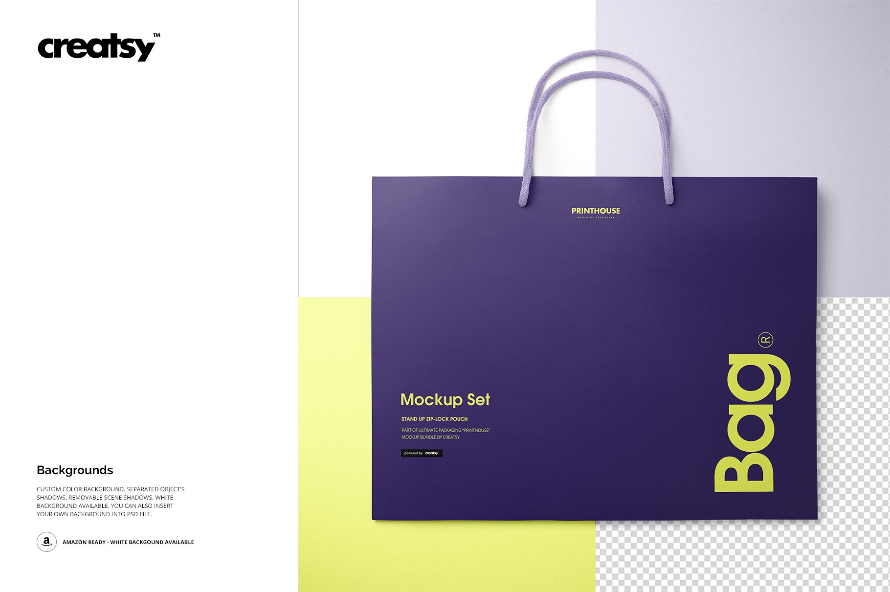 极简购物手提纸袋设计展示贴图样机PS设计素材 Eurotote Bag Mockup Set 1_img_2