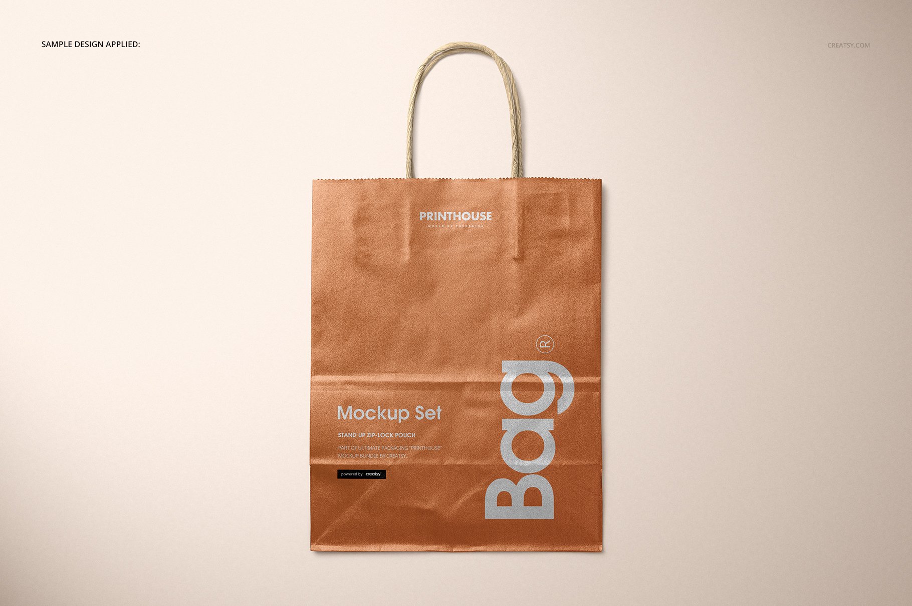 金属光泽牛皮纸购物手提纸袋设计贴图样机合集 Metallic Kraft Paper Bag Mockup Set_img_2