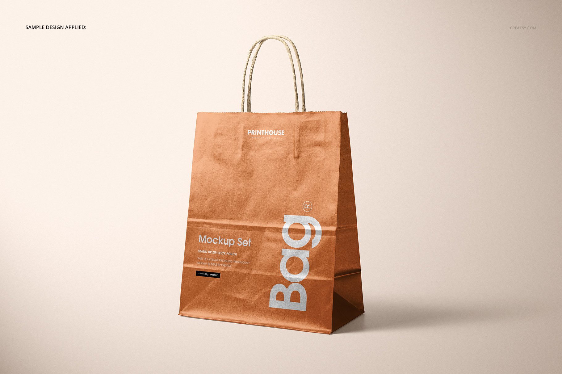 金属光泽牛皮纸购物手提纸袋设计贴图样机合集 Metallic Kraft Paper Bag Mockup Set_img_2