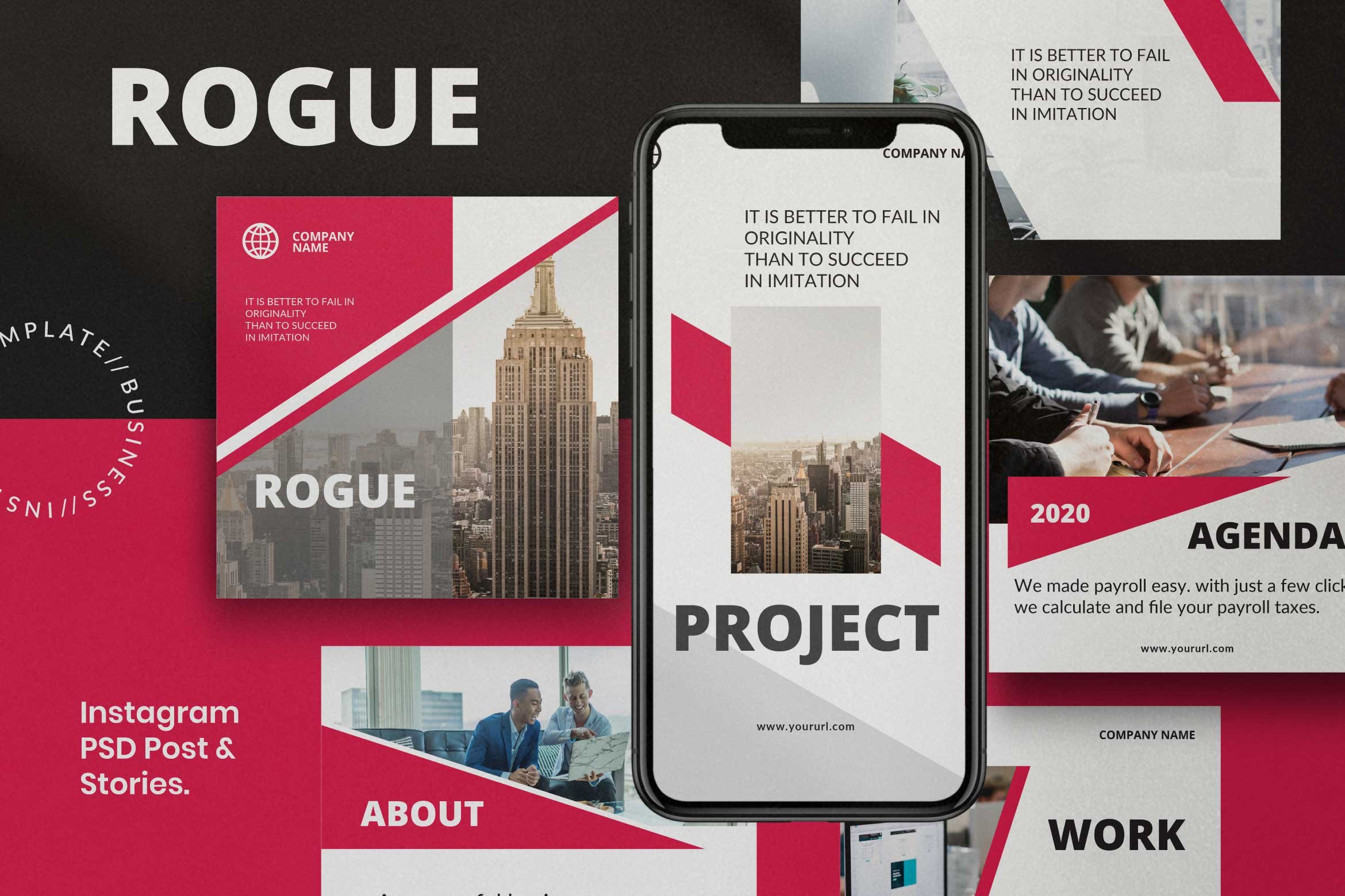 时尚几何元素修饰品牌推广新媒体电商徽标模板 ROGUE - Business Social Media Brand_img_2