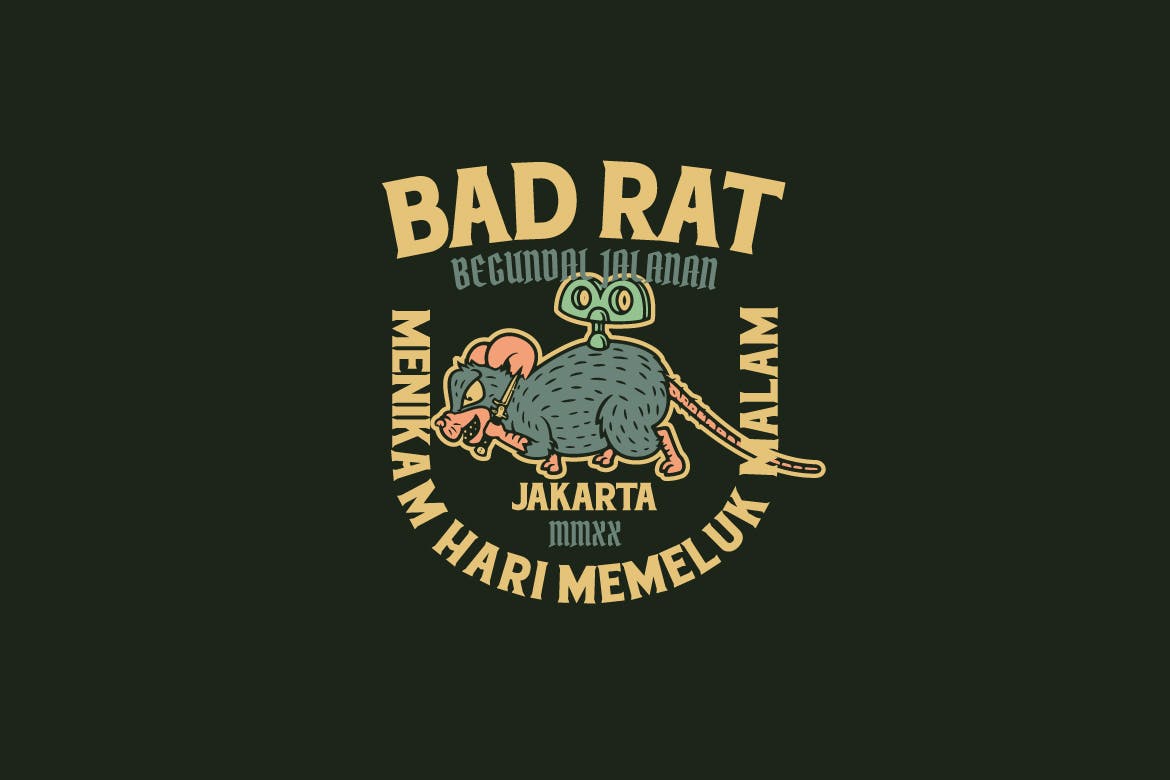 老鼠主题徽标LOGO设计AI矢量模板 Bad Rat Logo Template_img_2