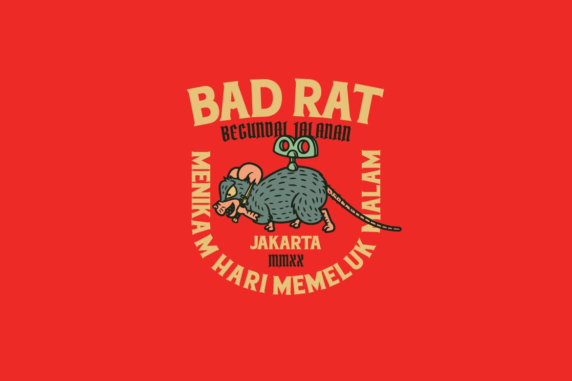 老鼠主题徽标LOGO设计AI矢量模板 Bad Rat Logo Template_img_2