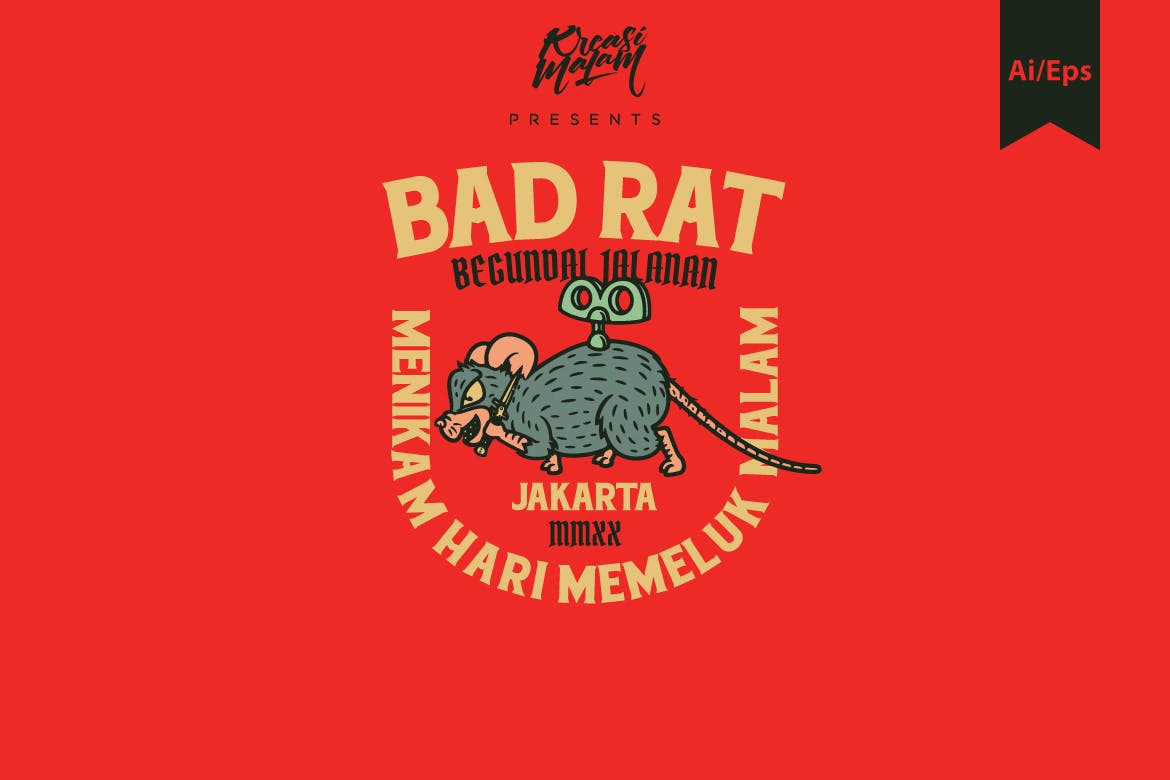 老鼠主题徽标LOGO设计AI矢量模板 Bad Rat Logo Template_img_2