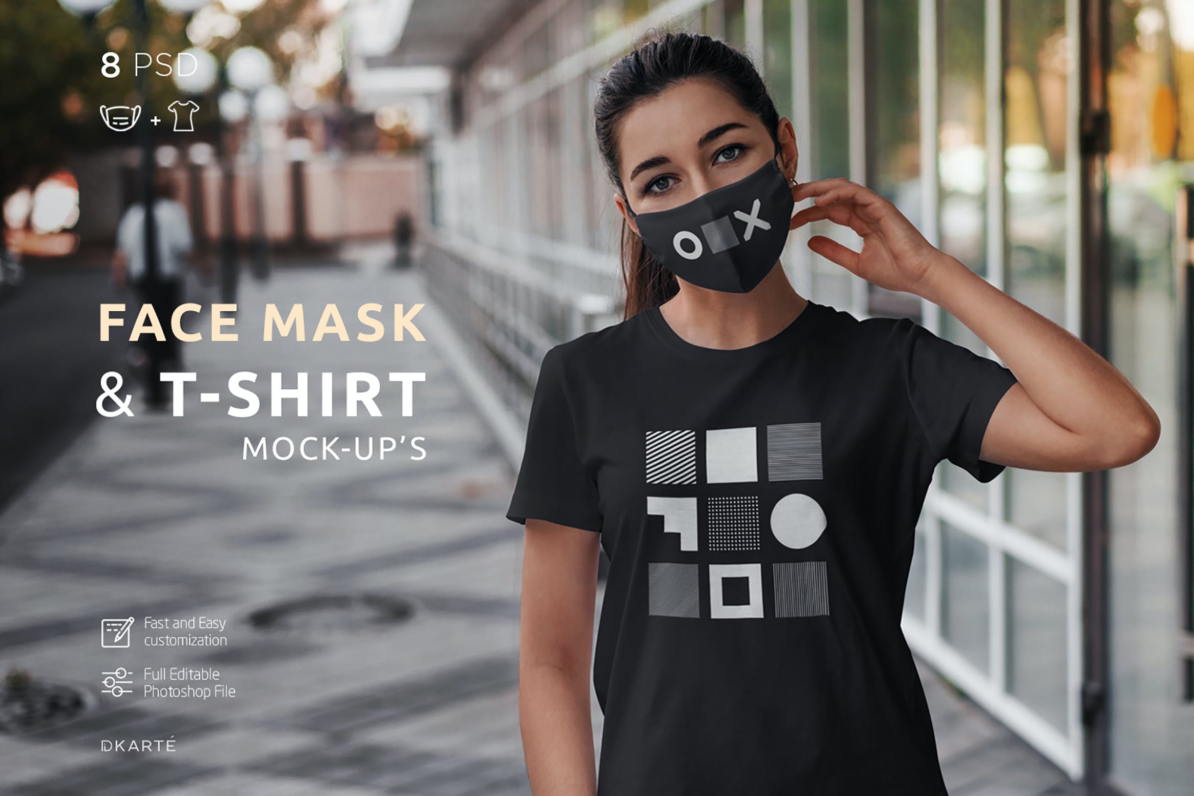 8款面罩&T恤印花图案设计展示贴图样机 Face Mask & T-Shirt Mockup_img_2