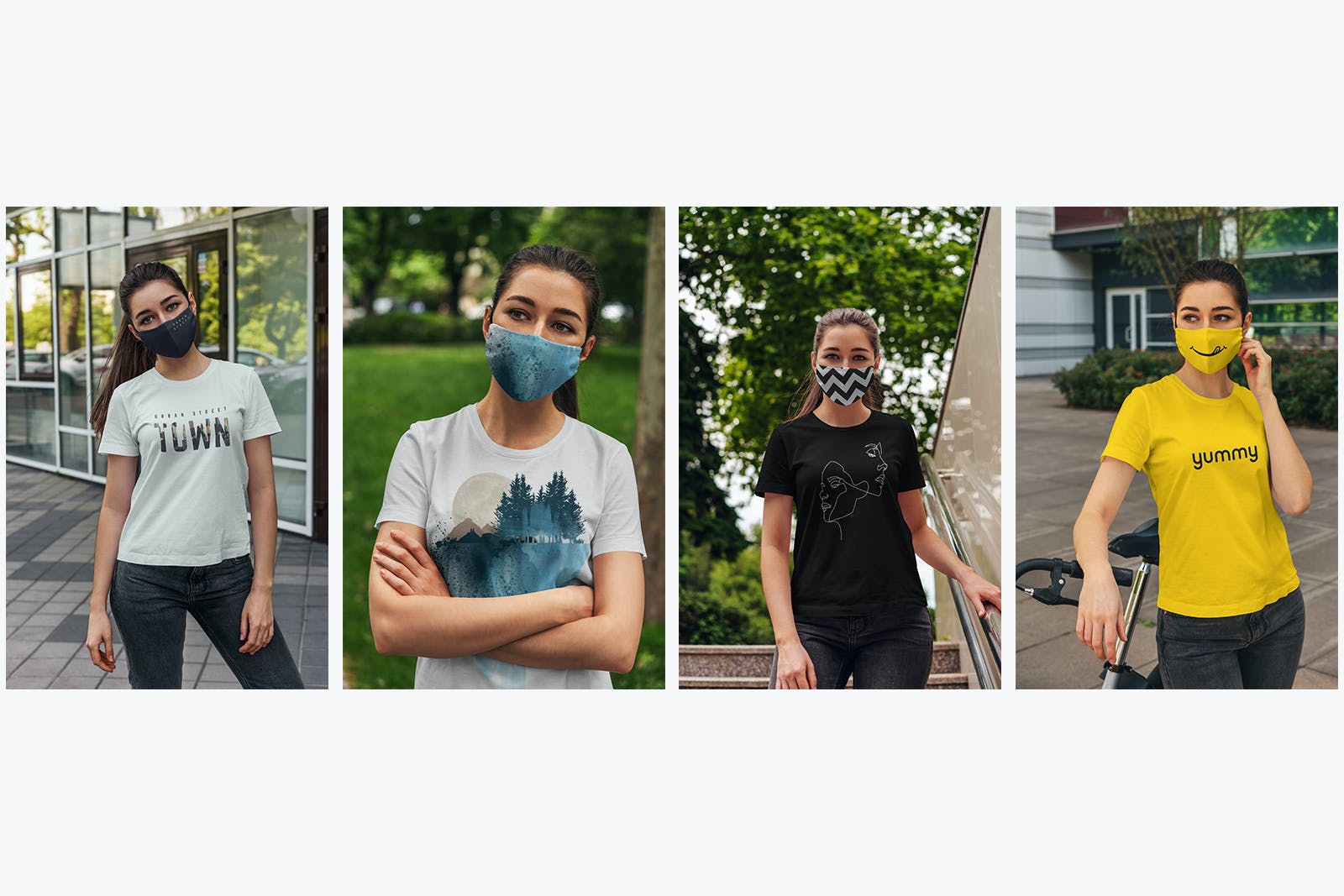 8款面罩&T恤印花图案设计展示贴图样机 Face Mask & T-Shirt Mockup_img_2