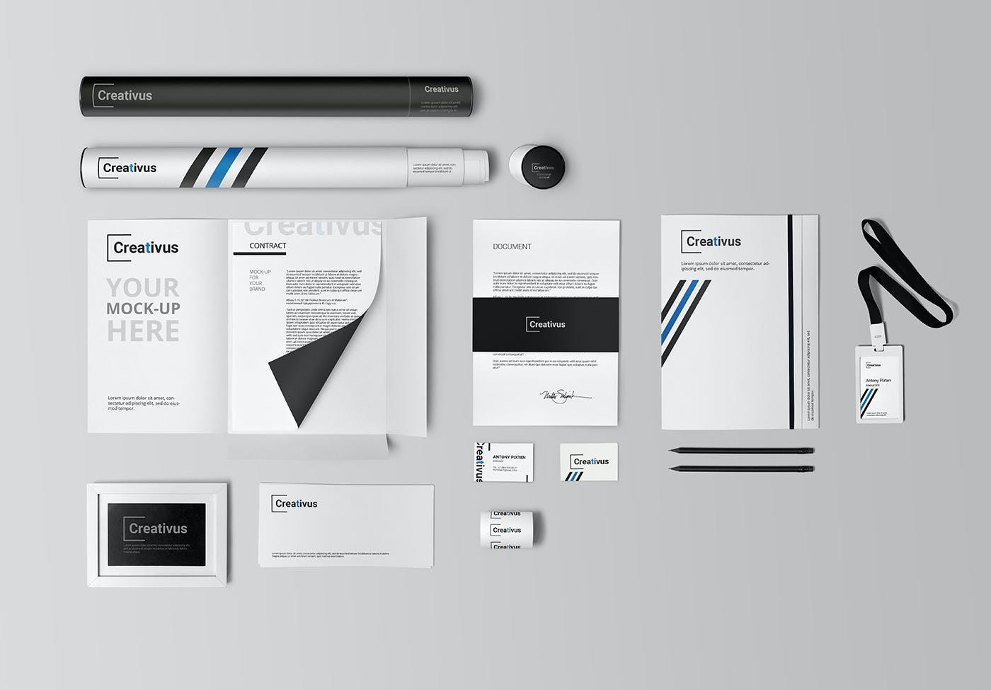 7款品牌LOGO设计办公用品展示贴图样机 Branding Stationery Mockup_img_2