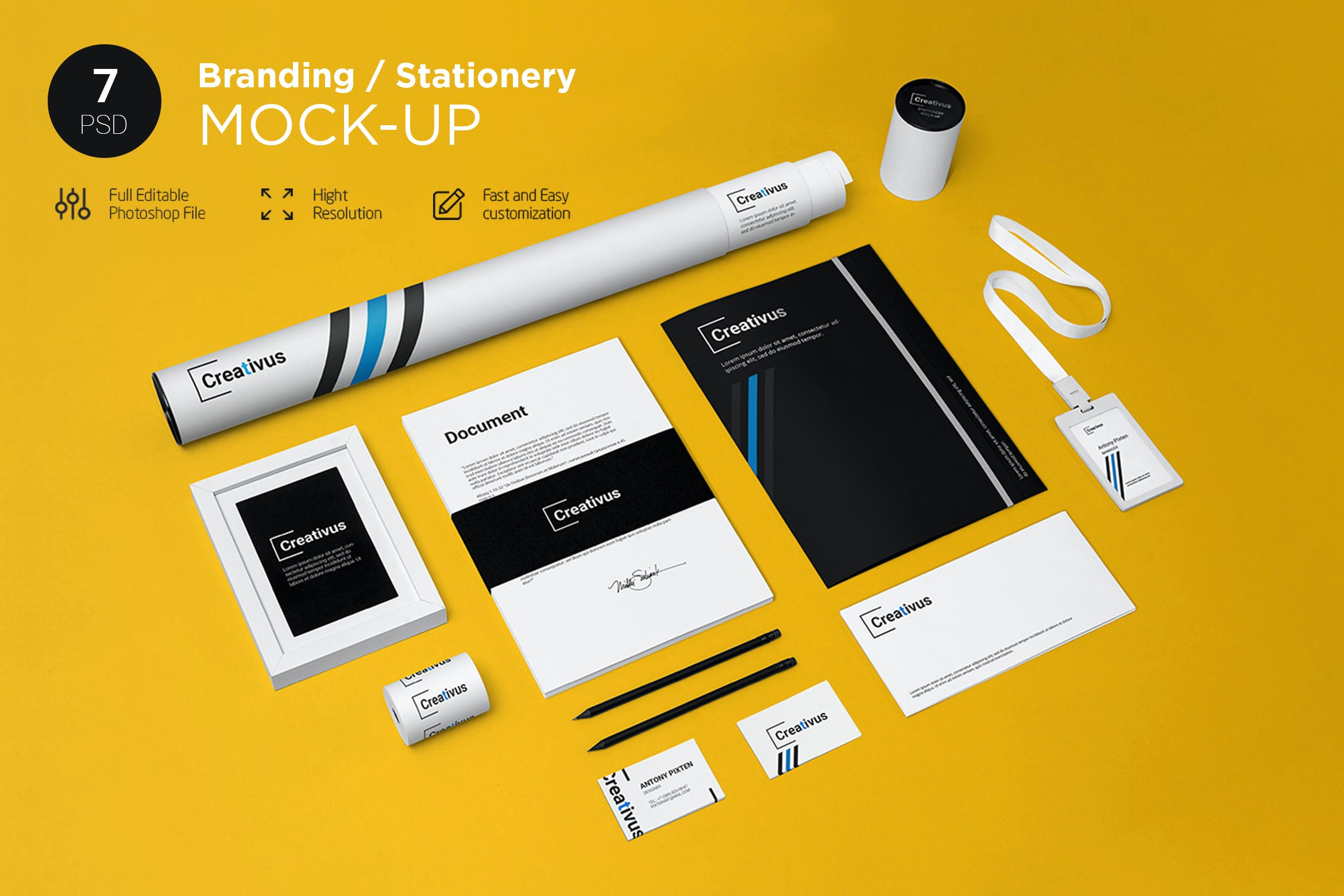 7款品牌LOGO设计办公用品展示贴图样机 Branding Stationery Mockup_img_2