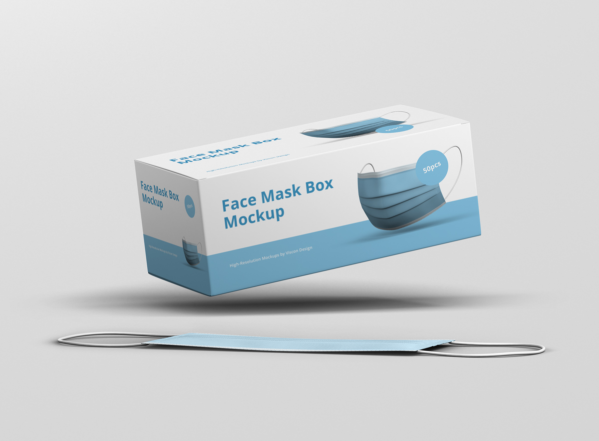 医用口罩包装盒设计展示贴图样机 Face Mask Box Mockup_img_2