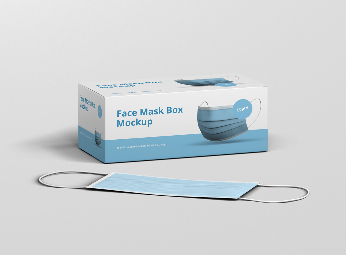 医用口罩包装盒设计展示贴图样机 Face Mask Box Mockup_img_2